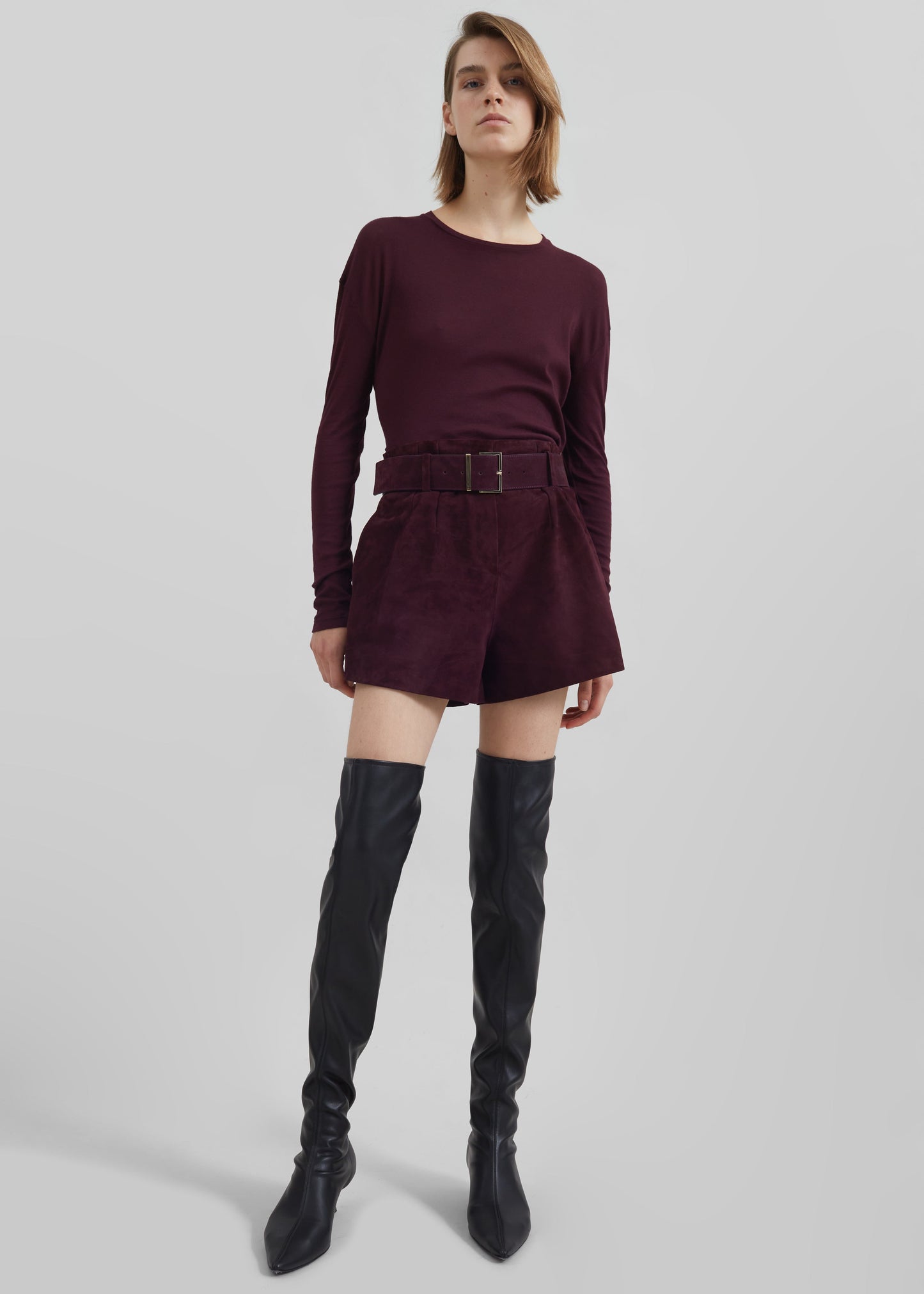 Lise Suede Shorts - Burgundy