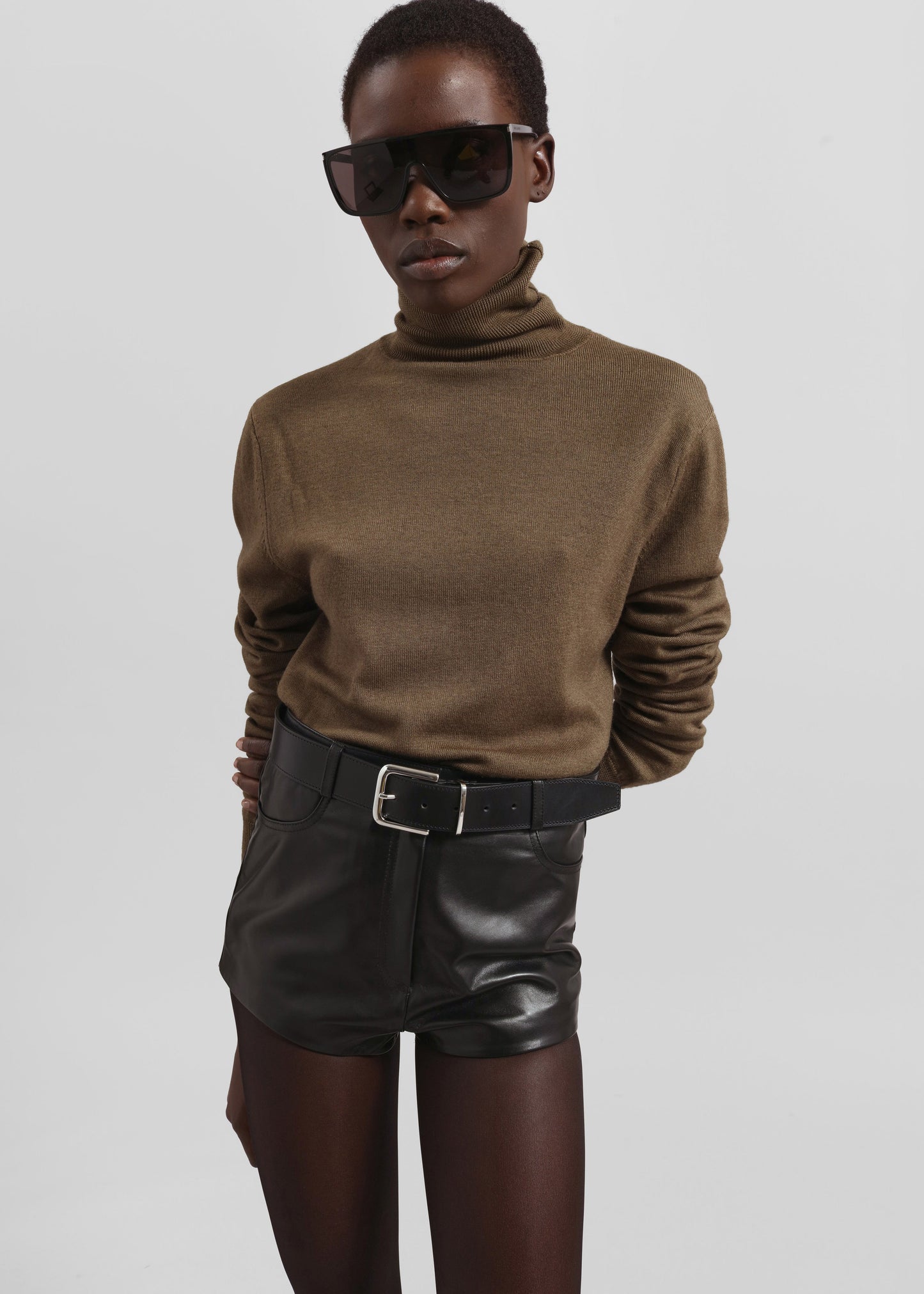 Loen Leather Hot Pants - Black