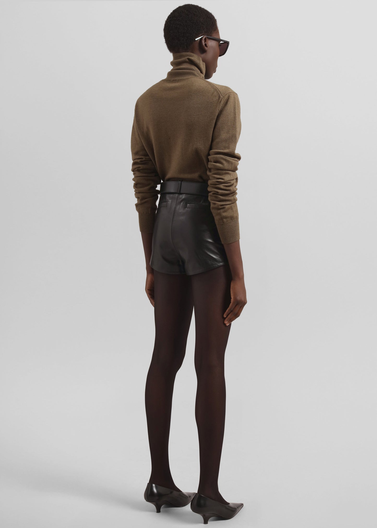 Loen Leather Hot Pants - Black