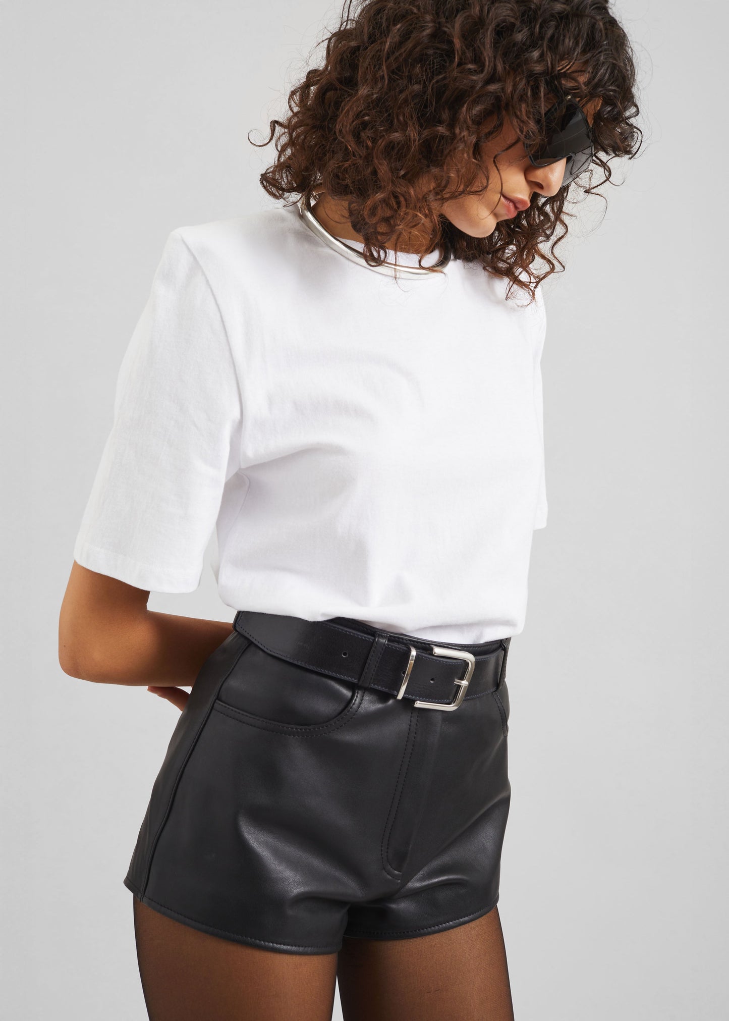 Loen Leather Hot Pants - Black