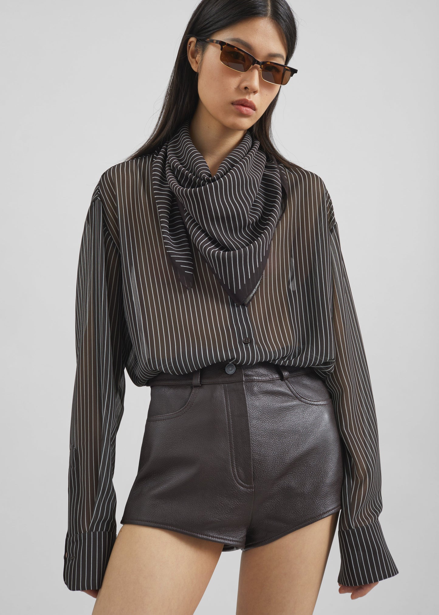 Loen Leather Hot Pants - Vintage Brown