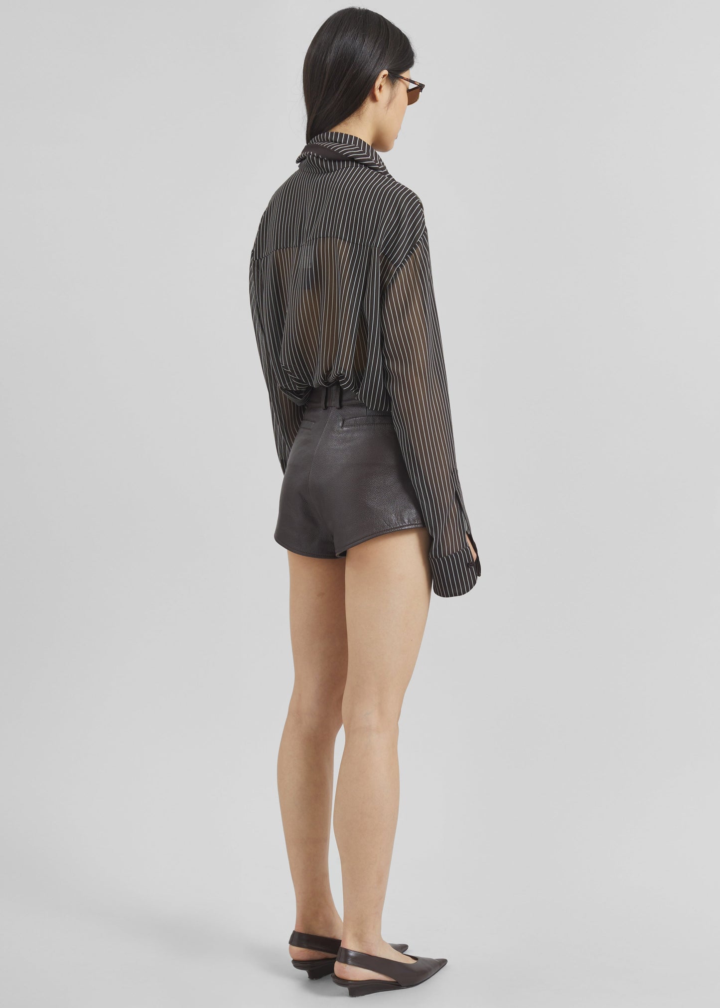 Loen Leather Hot Pants - Vintage Brown