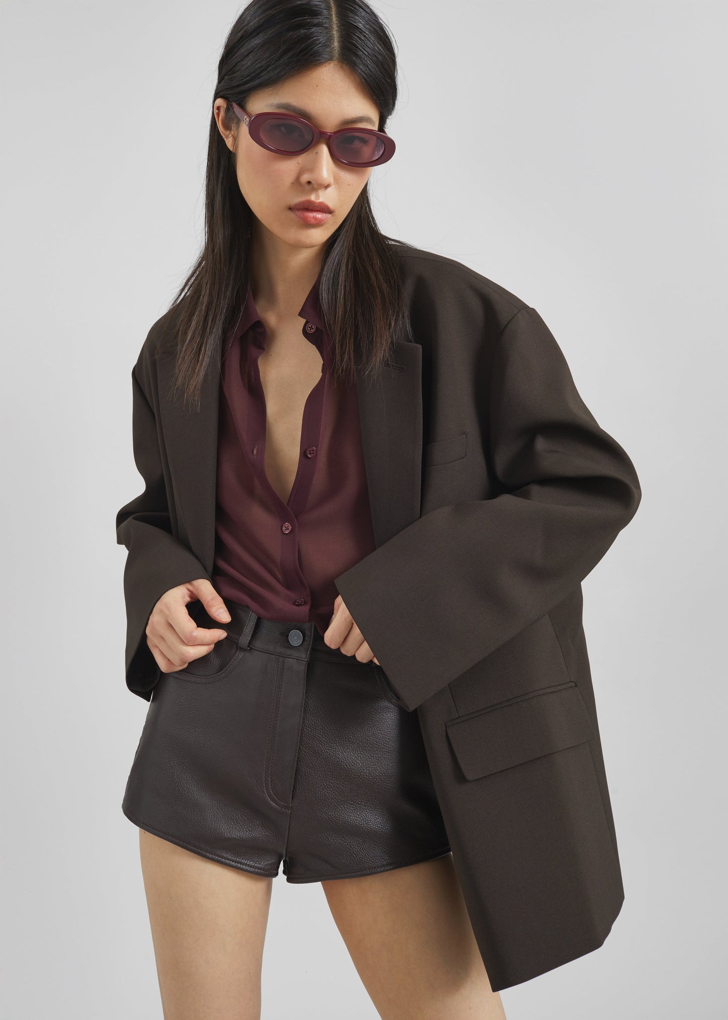 Loen Leather Hot Pants - Vintage Brown