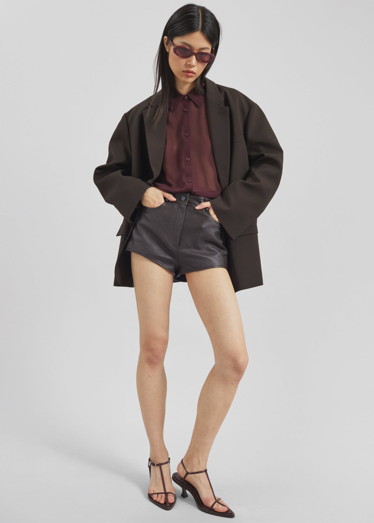 Loen Leather Hot Pants - Vintage Brown