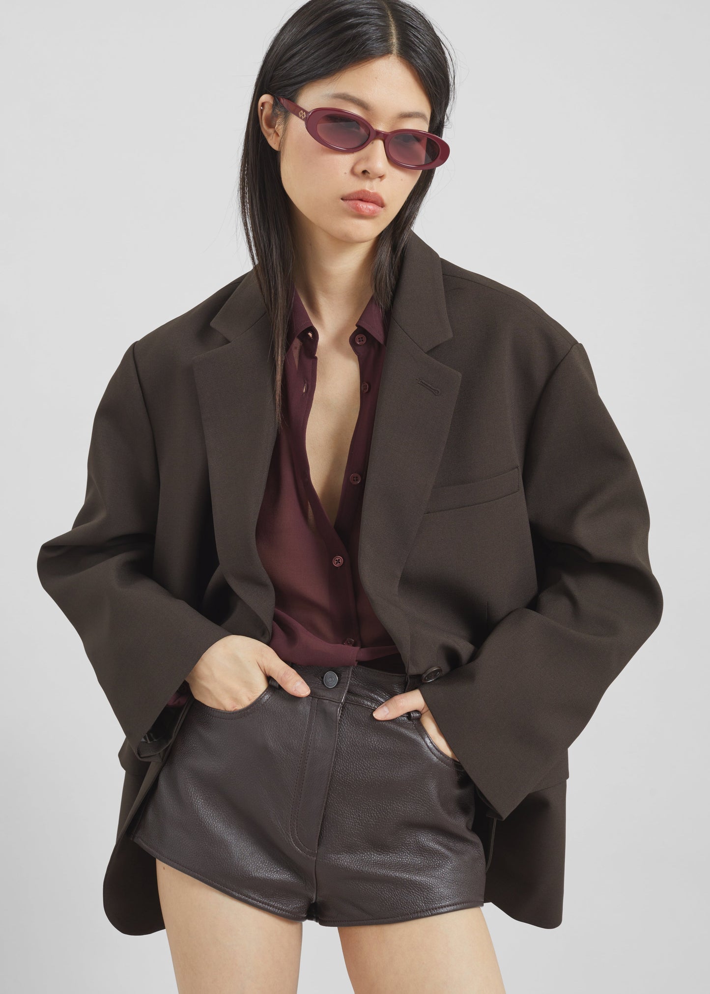 Loen Leather Hot Pants - Vintage Brown