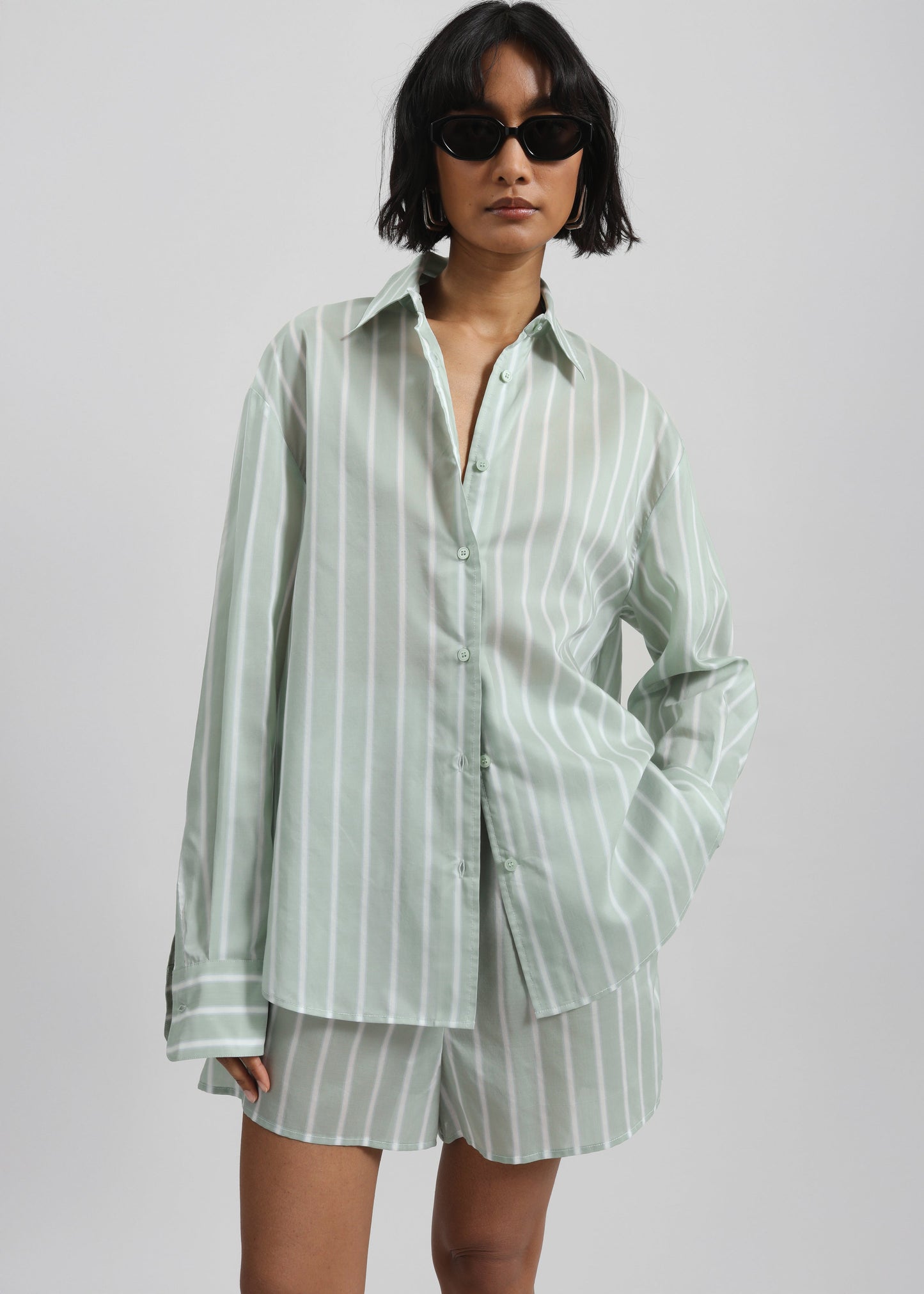 Lui Silk Boxer Shorts - Green Stripe