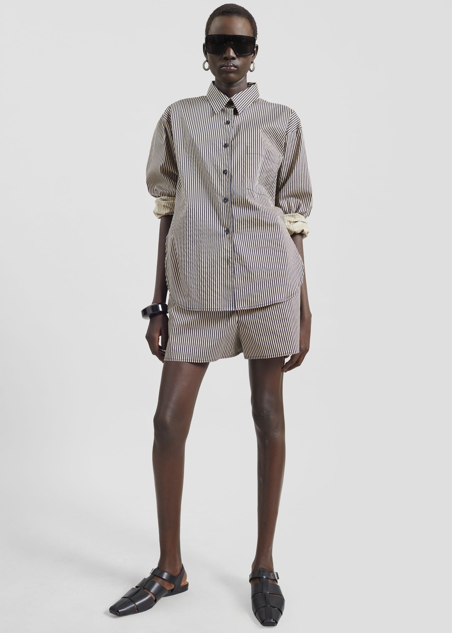 Lui Boxer Shorts - Beige/Navy Stripe