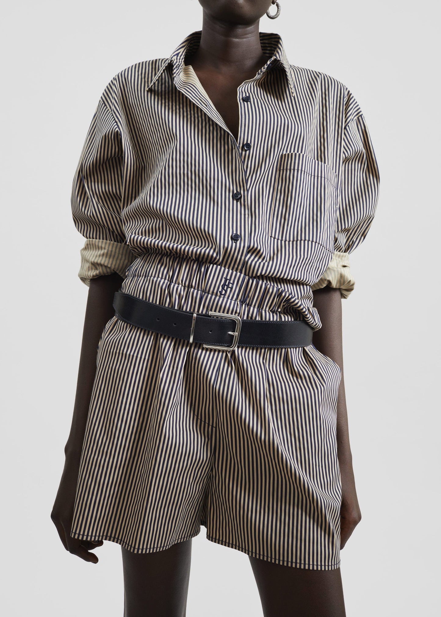 Lui Boxer Shorts - Beige/Navy Stripe