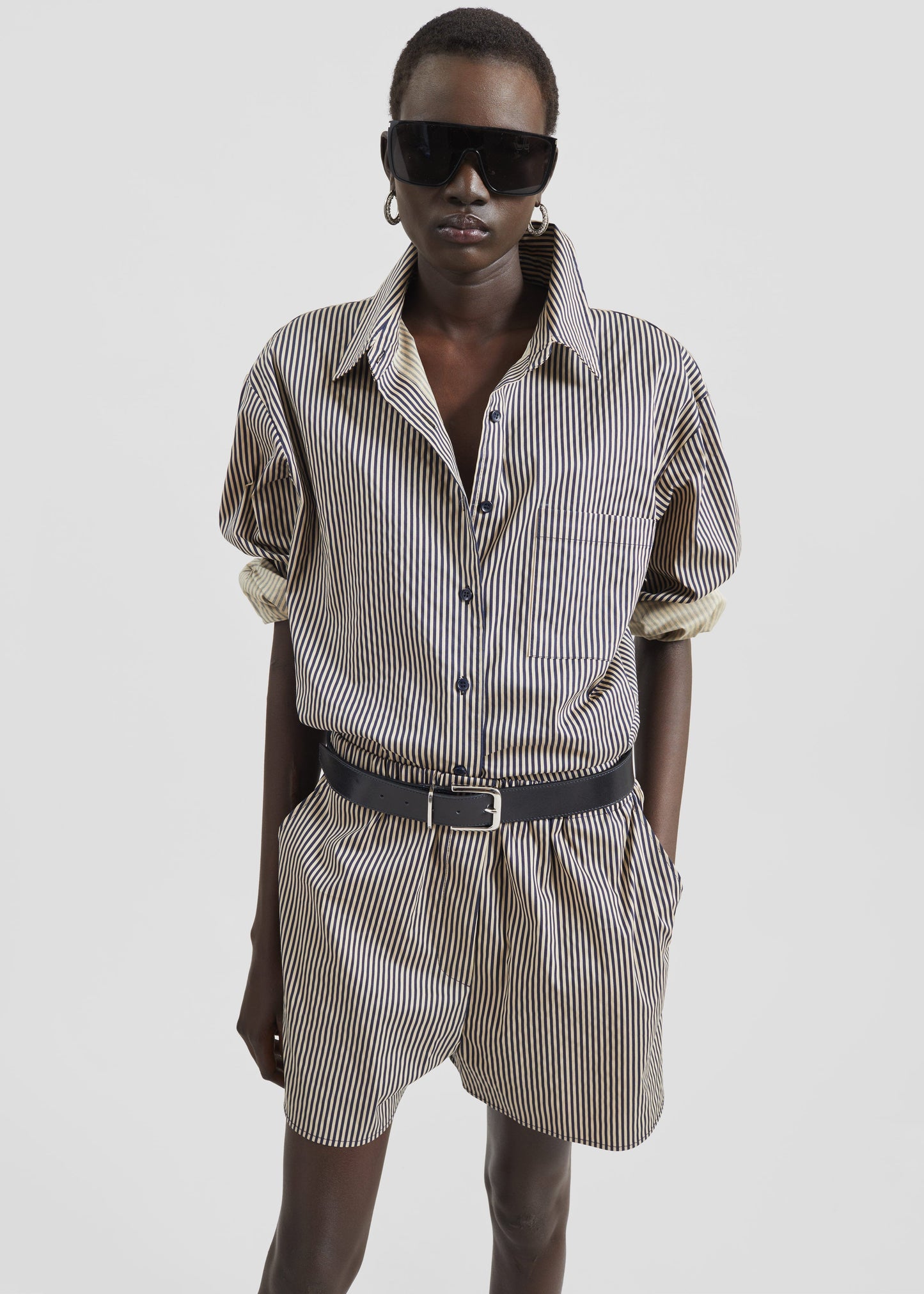 Lui Boxer Shorts - Beige/Navy Stripe