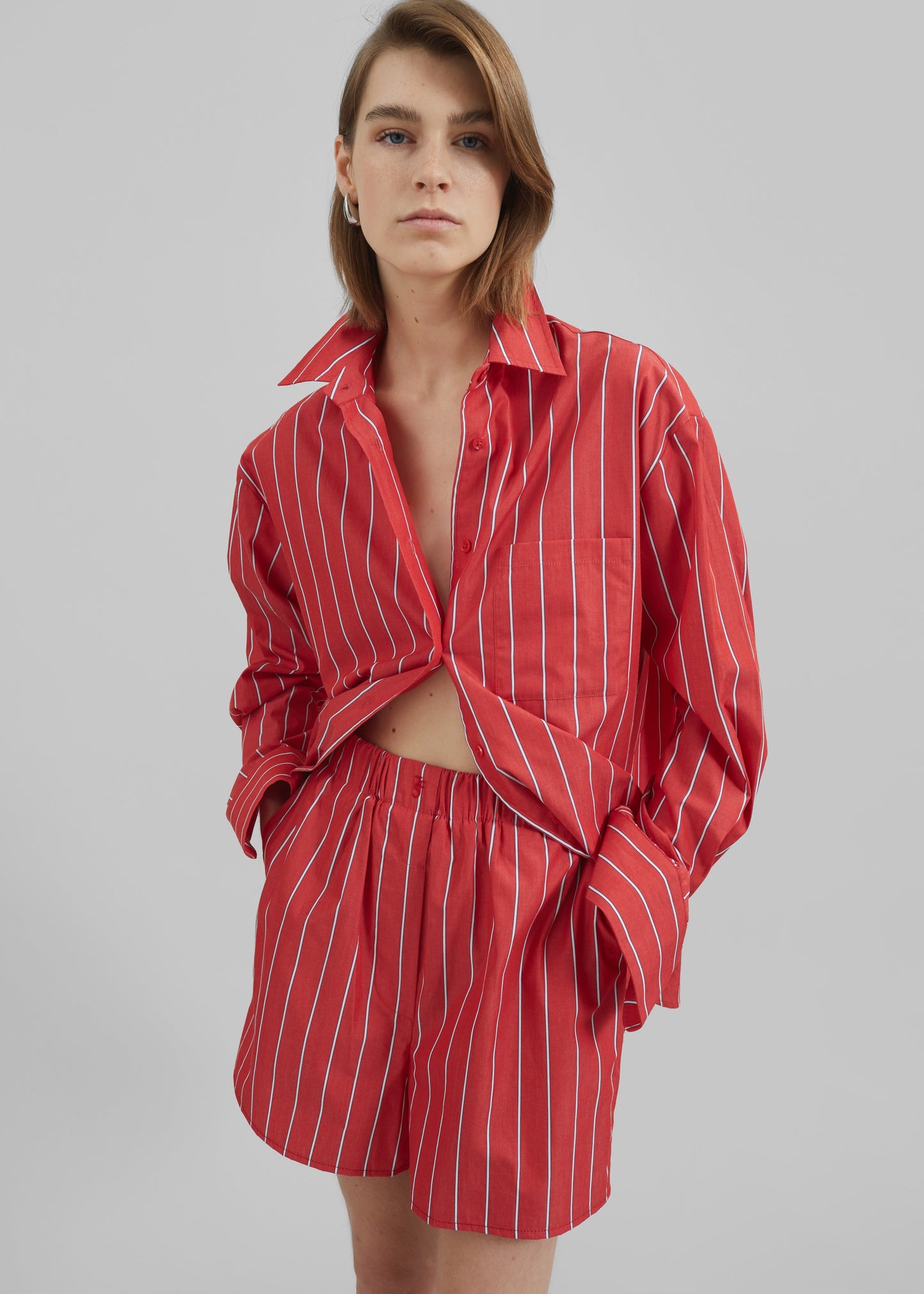 Lui Striped Cotton Boxer Shorts - Red/White Stripe