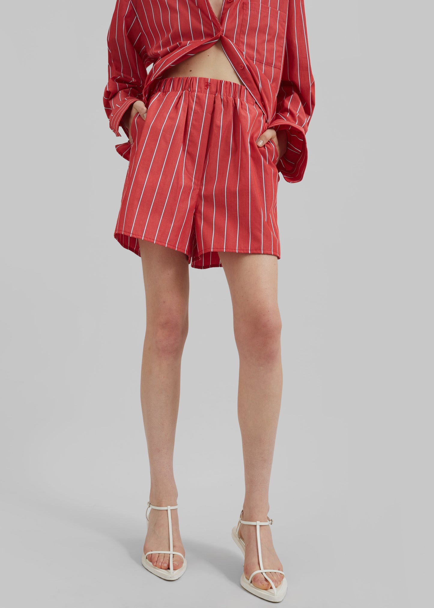 Lui Striped Cotton Boxer Shorts - Red/White Stripe