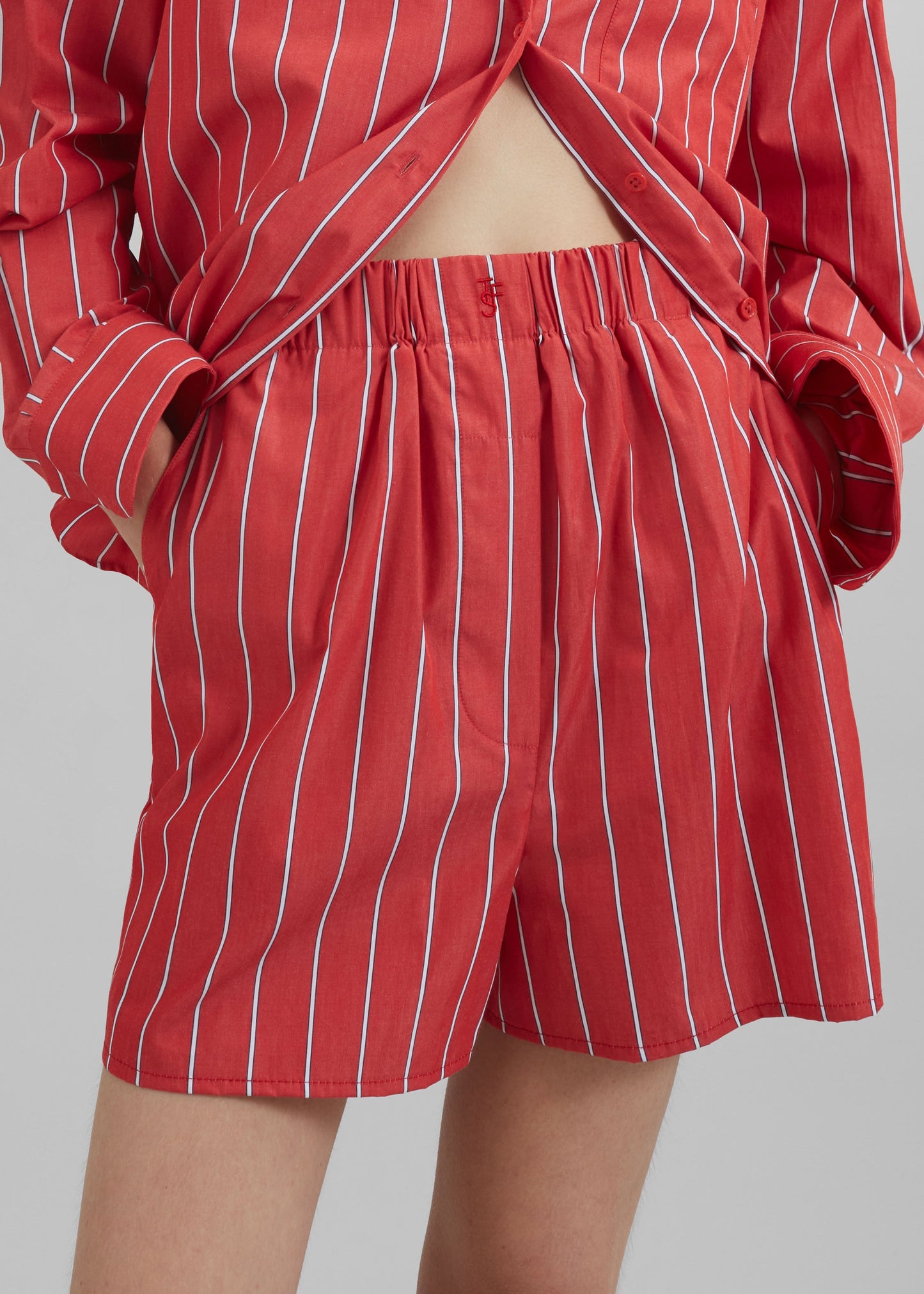 Lui Striped Cotton Boxer Shorts - Red/White Stripe
