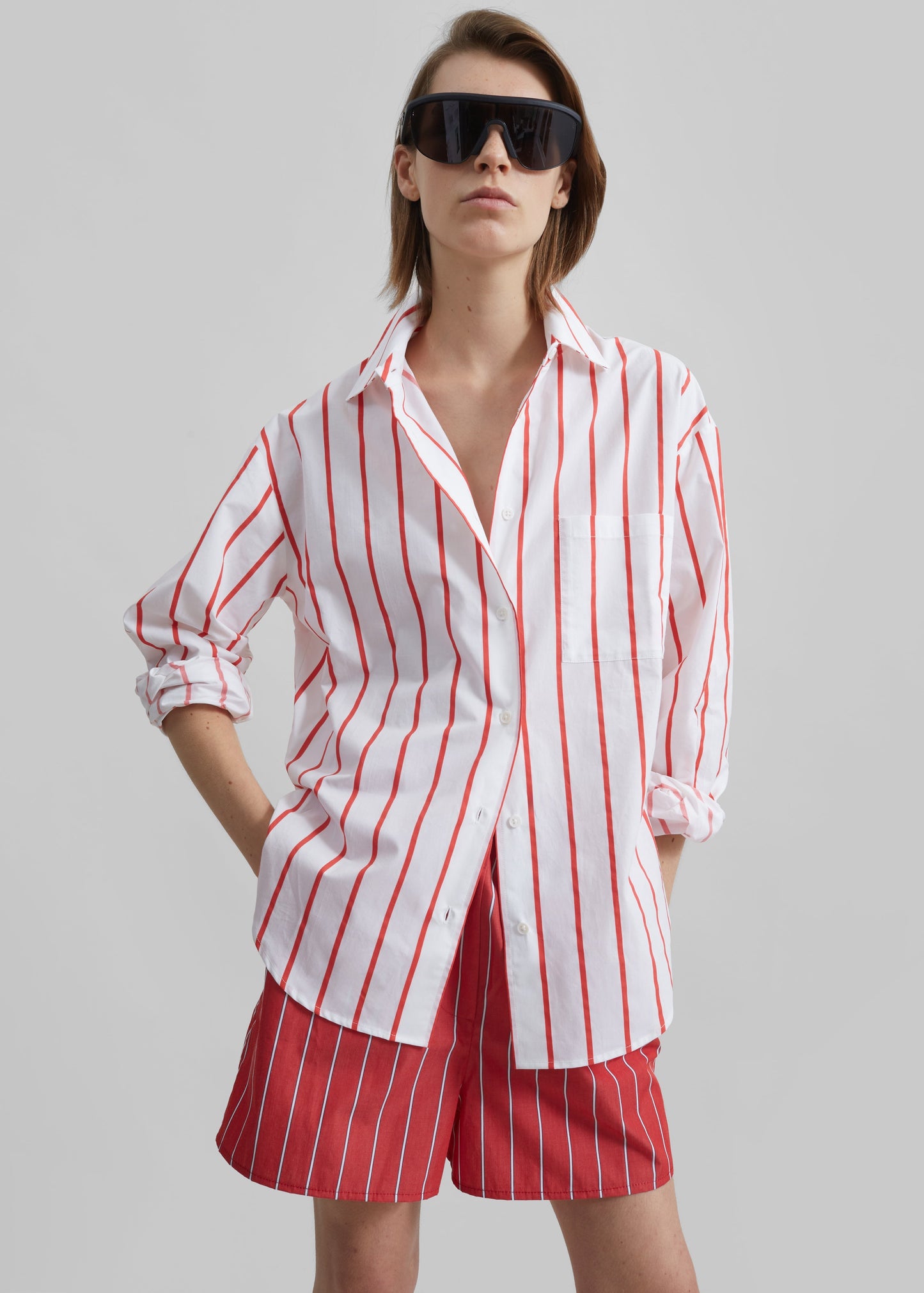 Lui Striped Cotton Boxer Shorts - Red/White Stripe