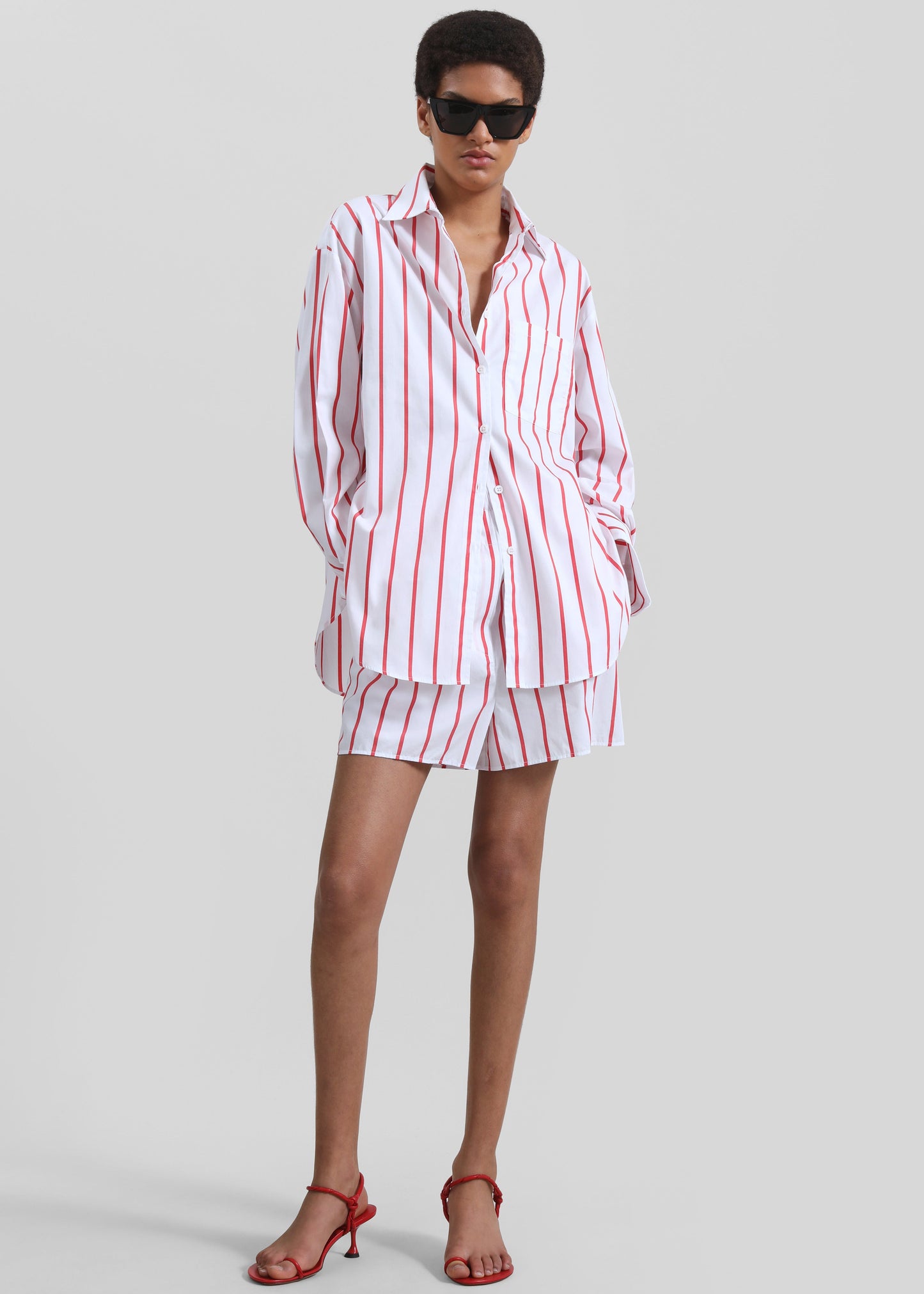 Lui Striped Cotton Boxer Shorts - White/Red Stripe