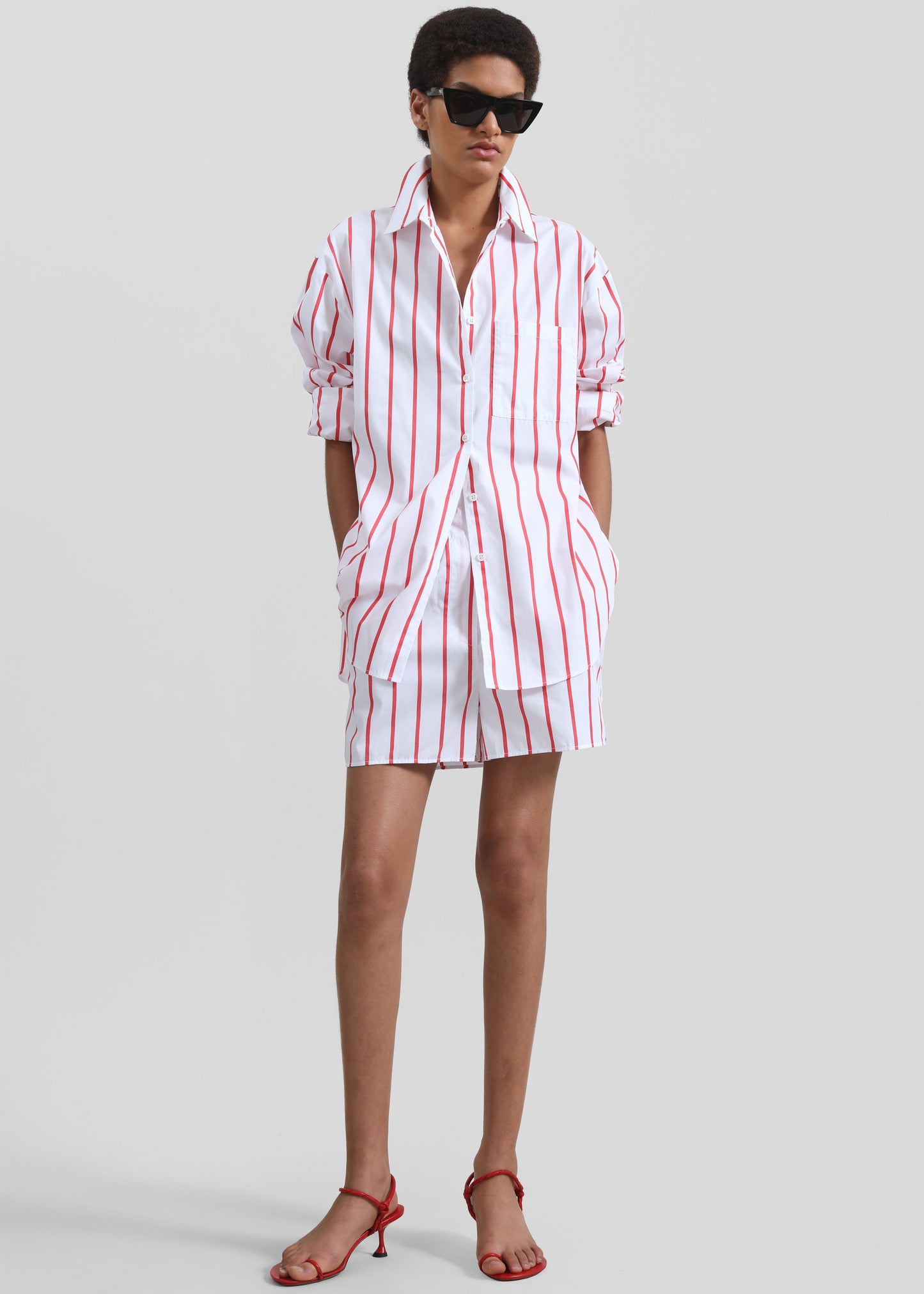 Lui Striped Cotton Boxer Shorts - White/Red Stripe