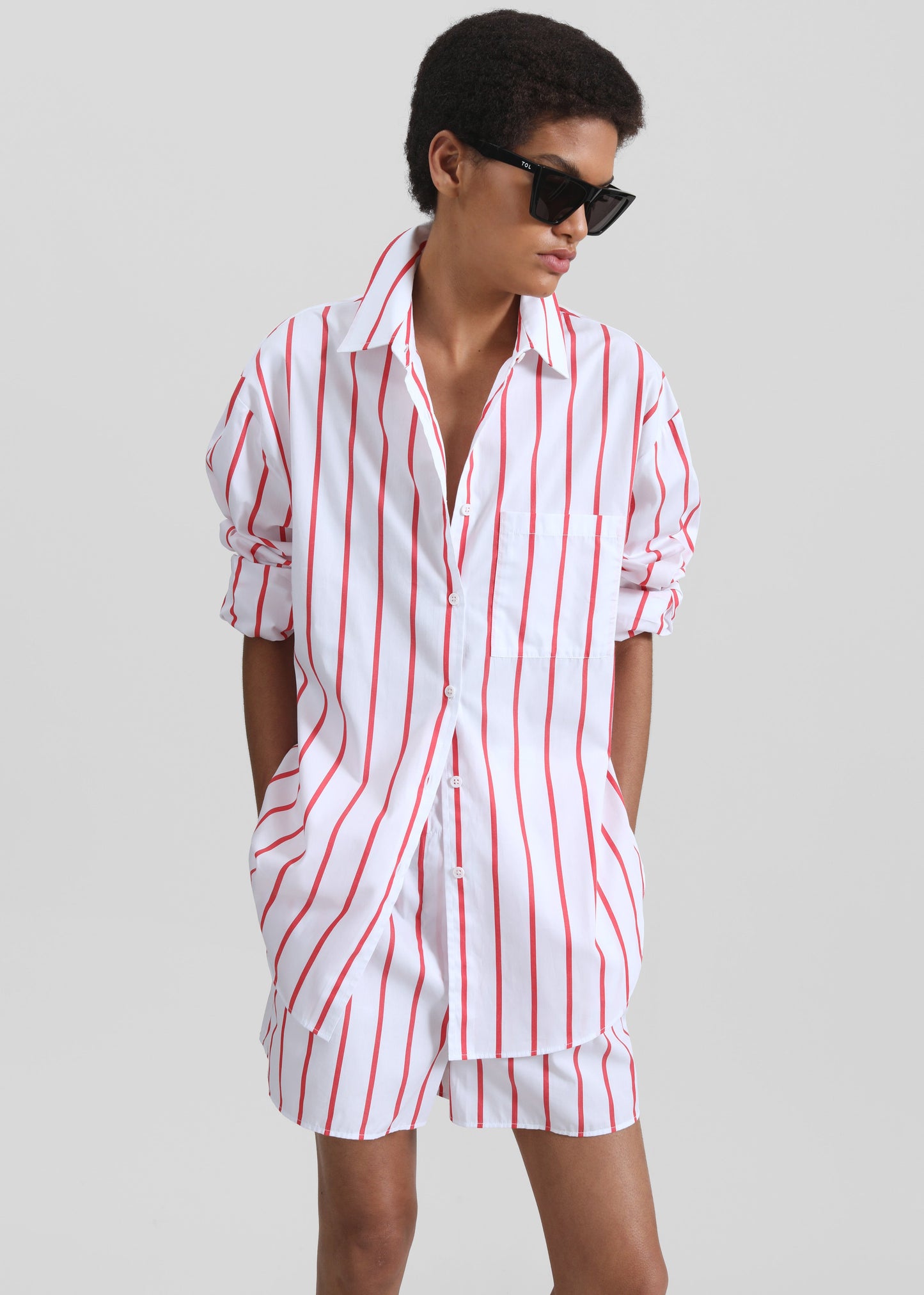 Lui Striped Cotton Boxer Shorts - White/Red Stripe