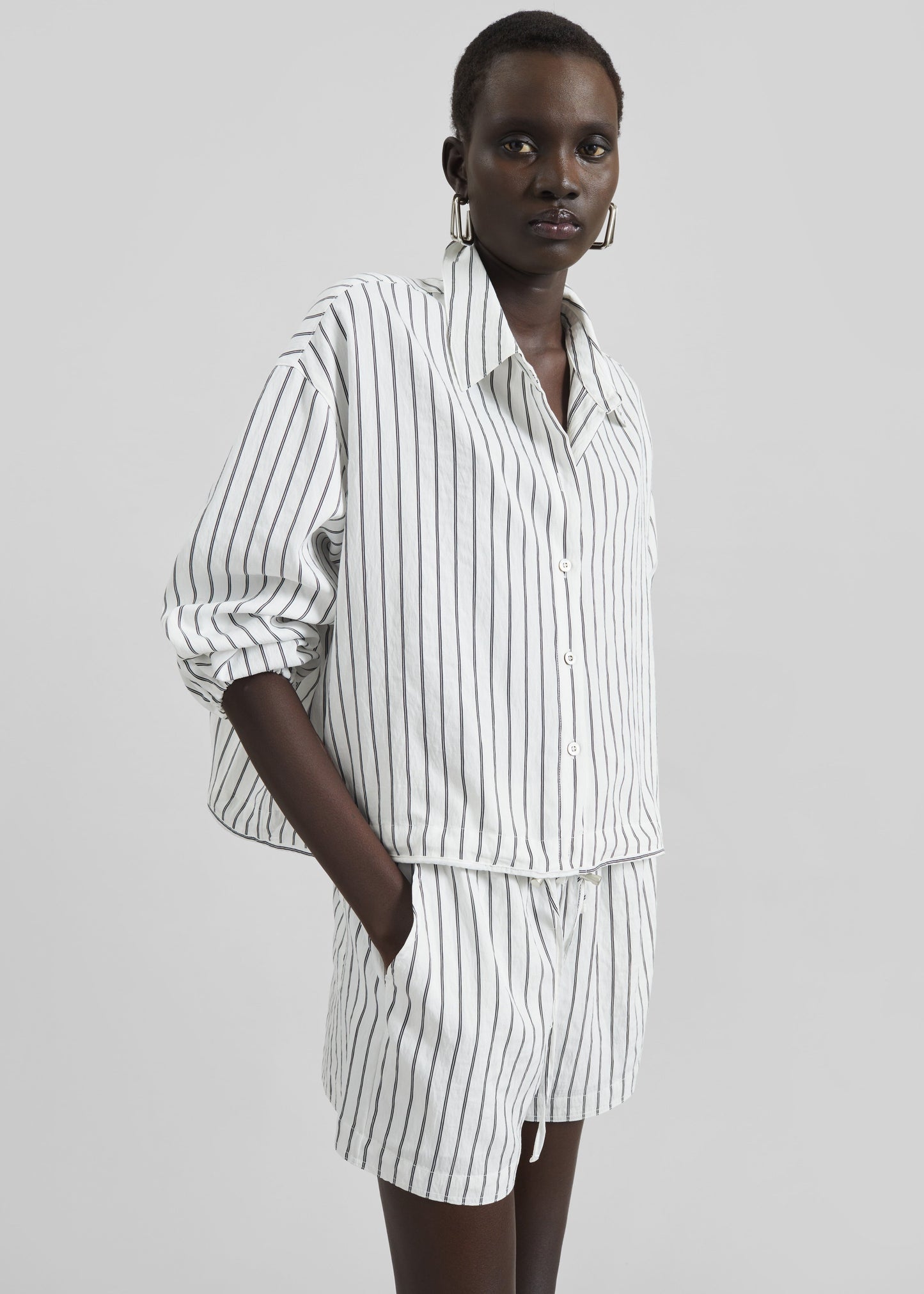 Manisa Mini Shorts - White/Black Stripe