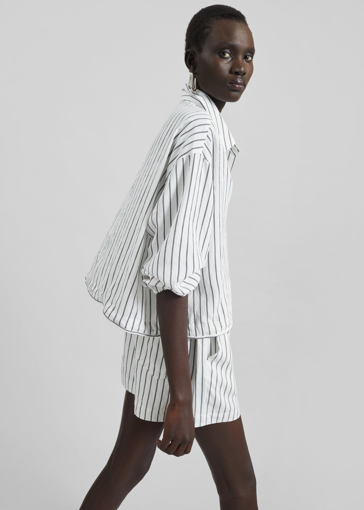 Manisa Mini Shorts - White/Black Stripe