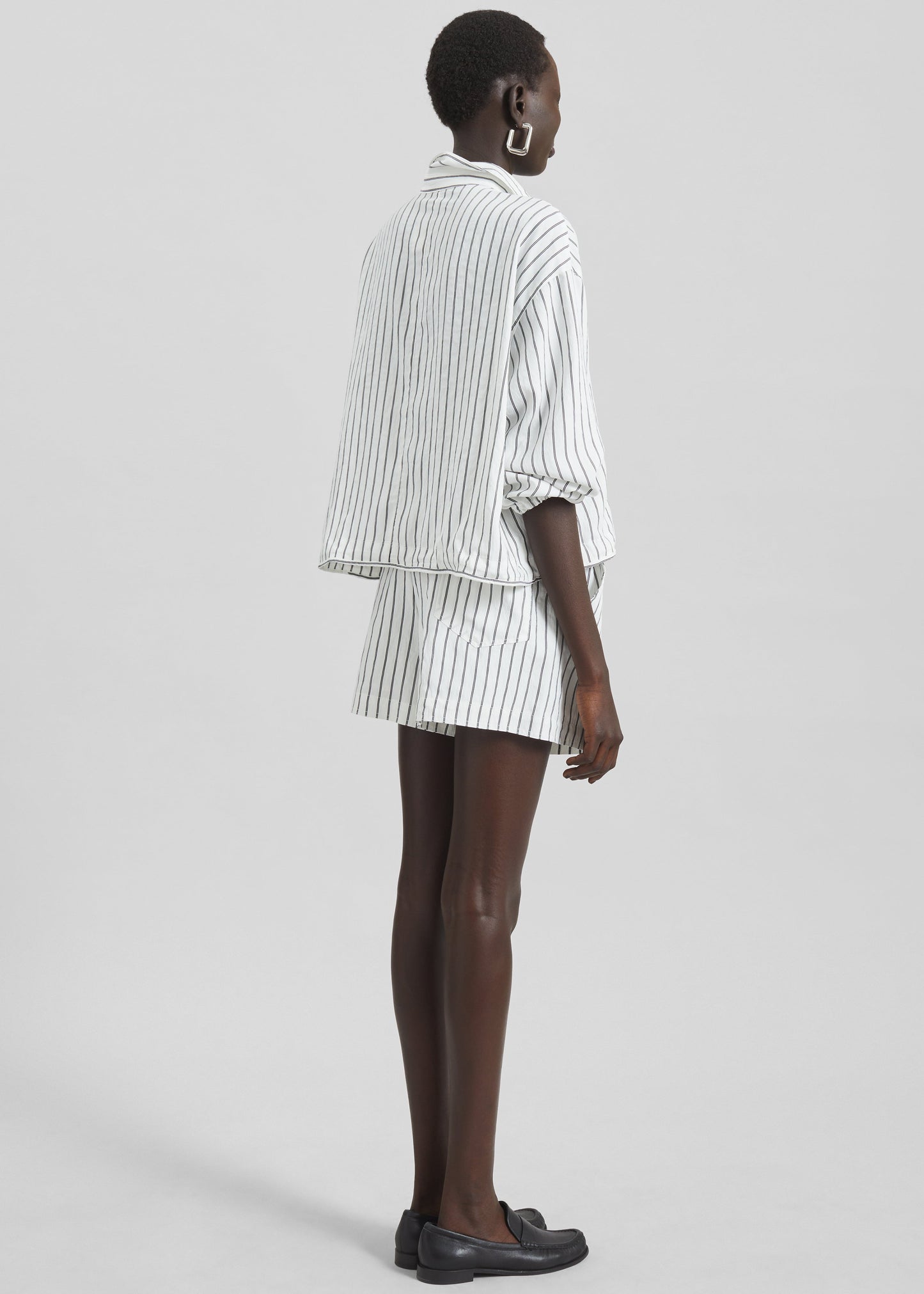 Manisa Mini Shorts - White/Black Stripe