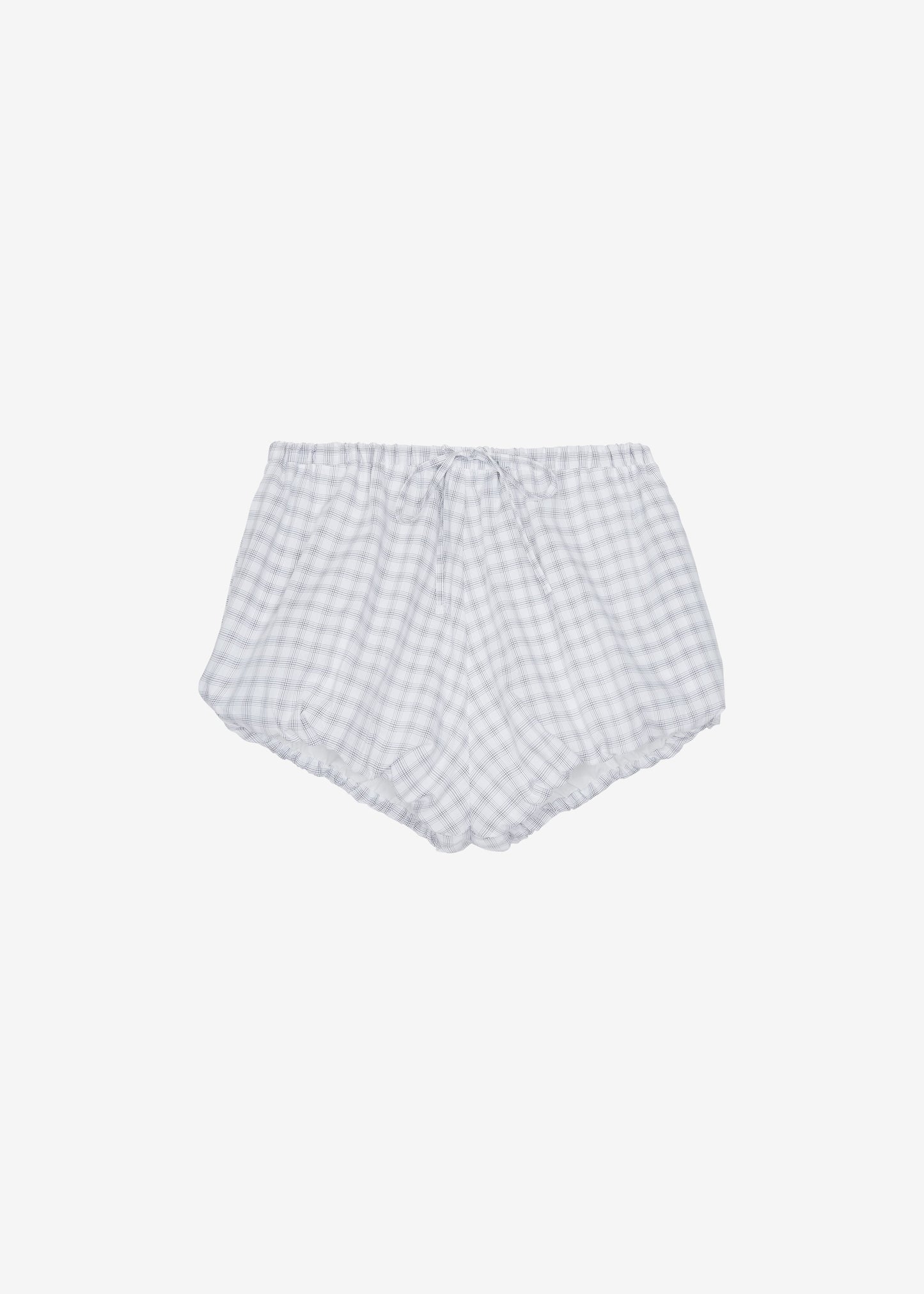 Meg Mini Balloon Shorts - Checked White