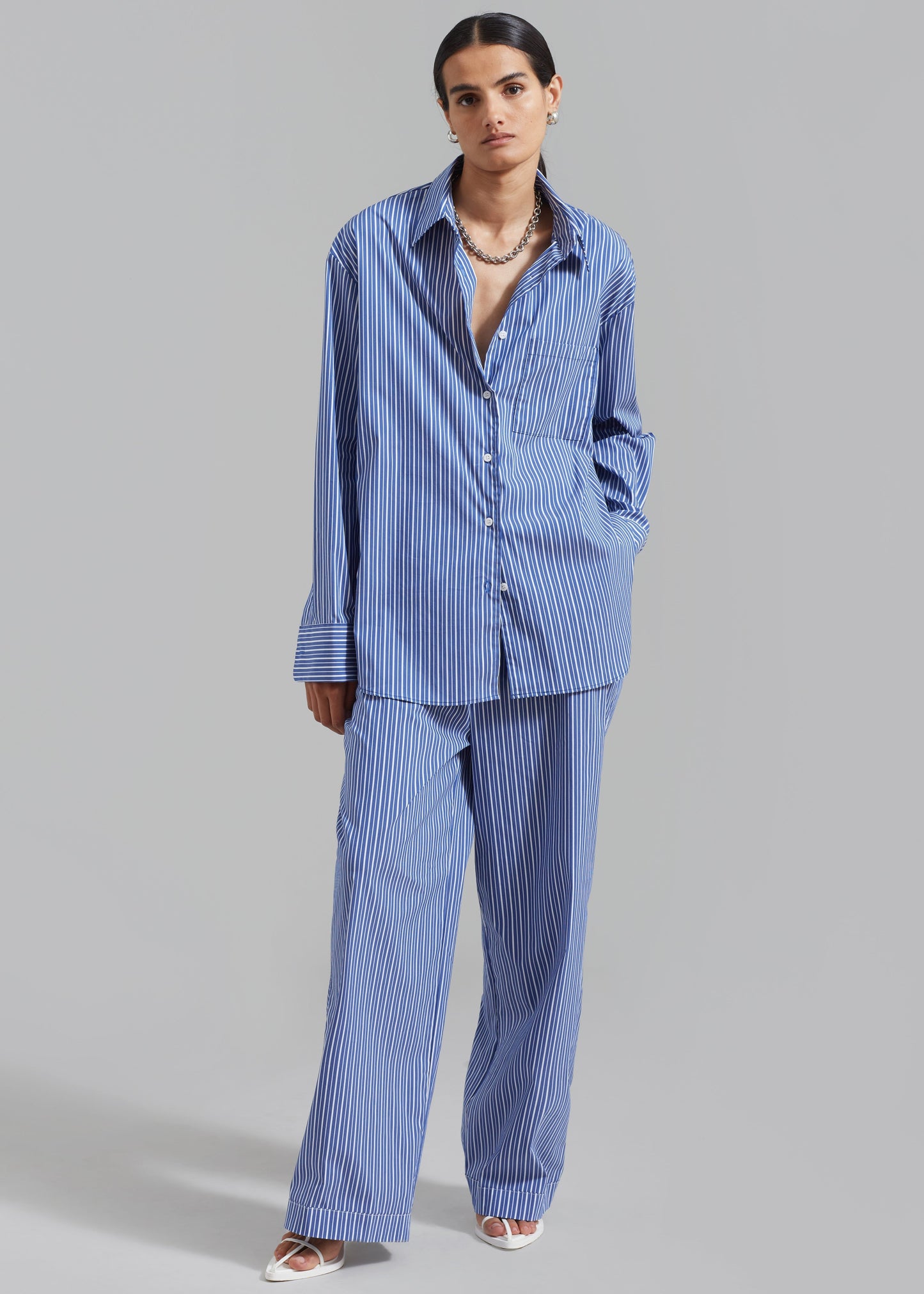 Mirca Elastic Pants - Blue Multi Stripe
