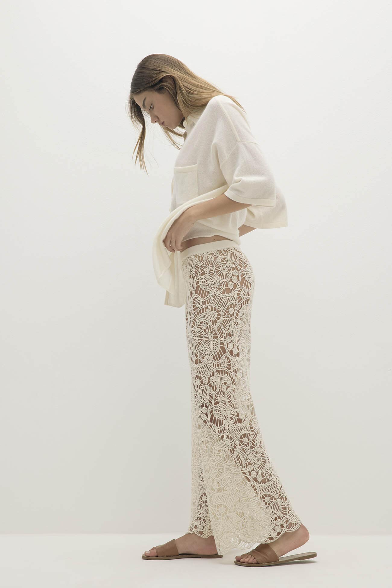 RUE BUTTON-UP CASHMERE TOP