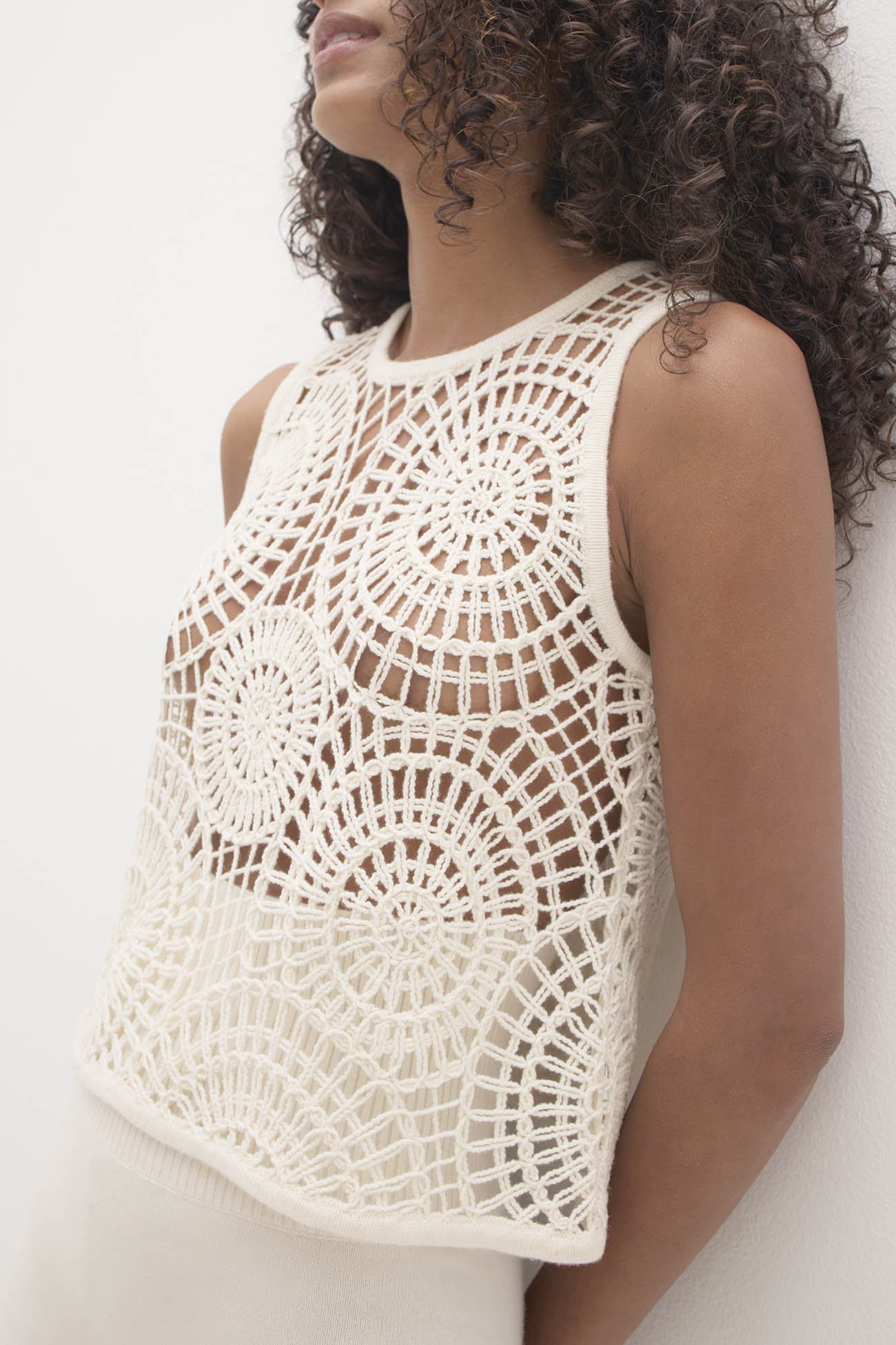 VIVIANA CROCHET CASHMERE BLEND TANK
