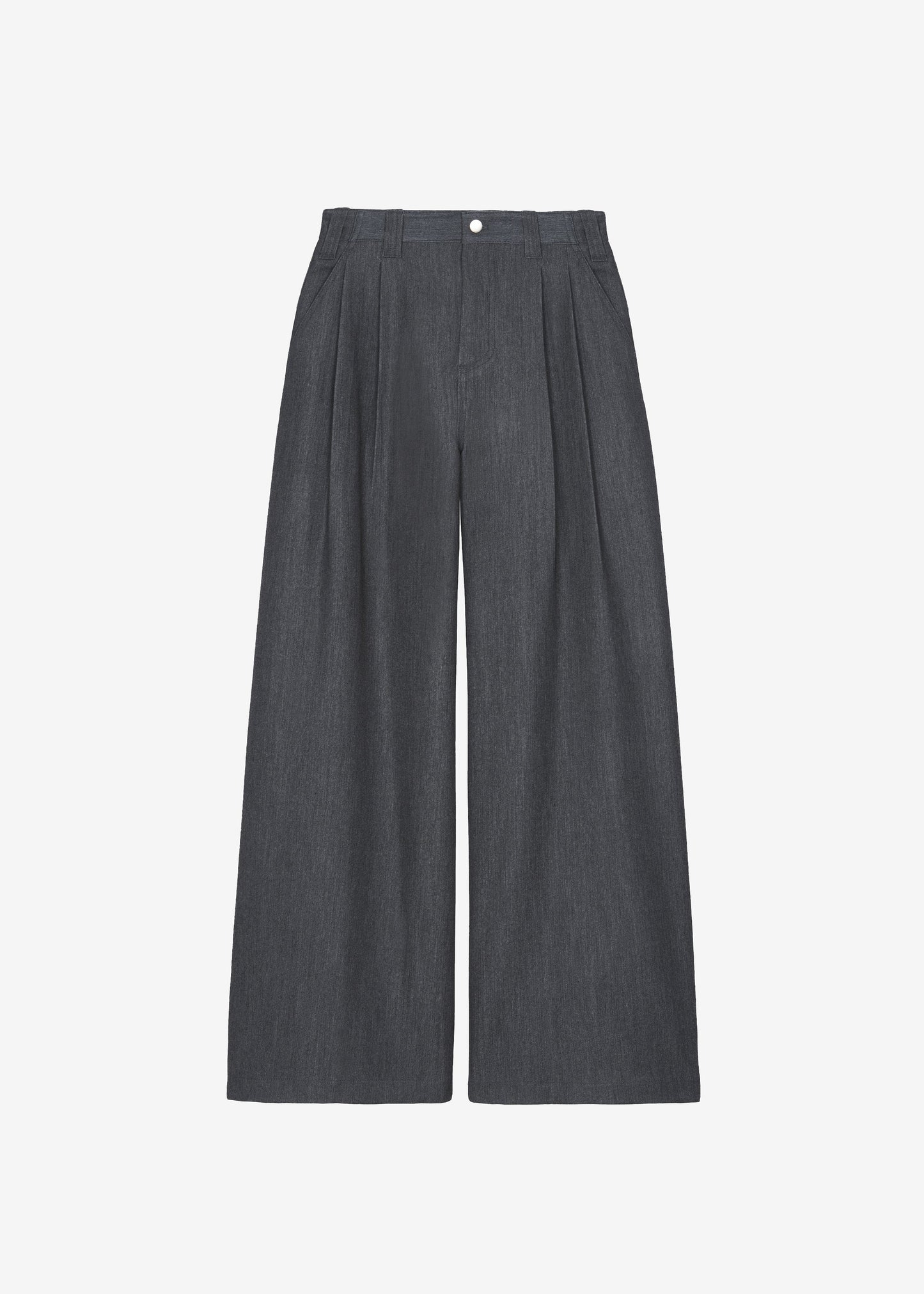 Nellore Pleated Denim Pants - Dark Grey Melange