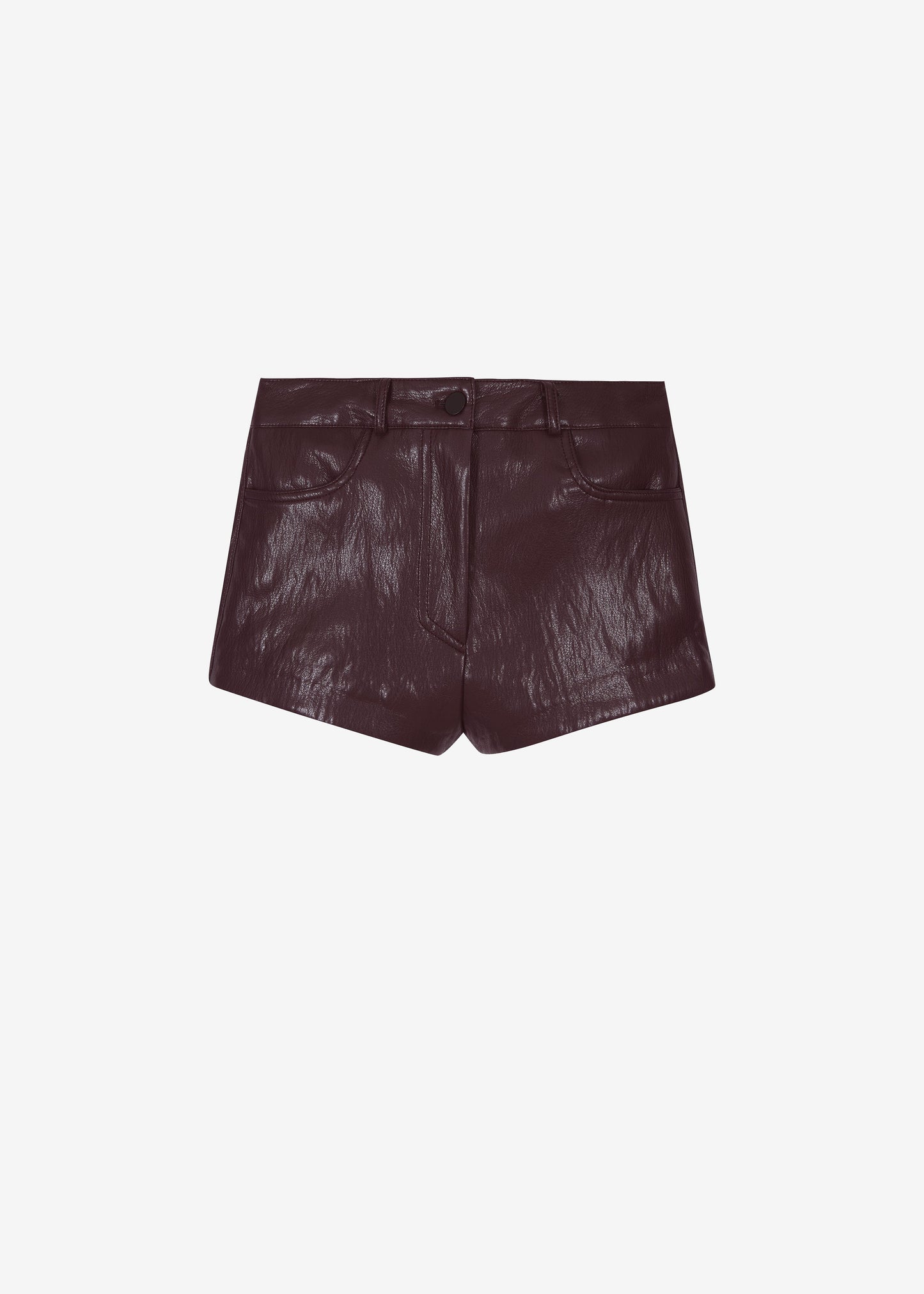 Nevis Faux Leather Hot Pants - Burgundy