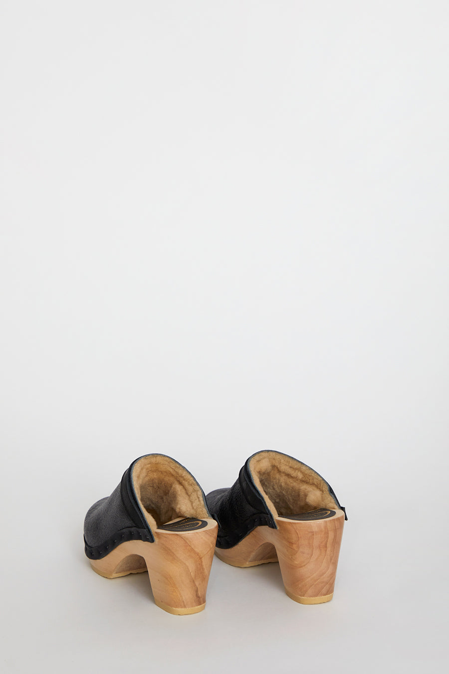No.6 Dakota Shearling Clog on High Heel in Ink Aviator