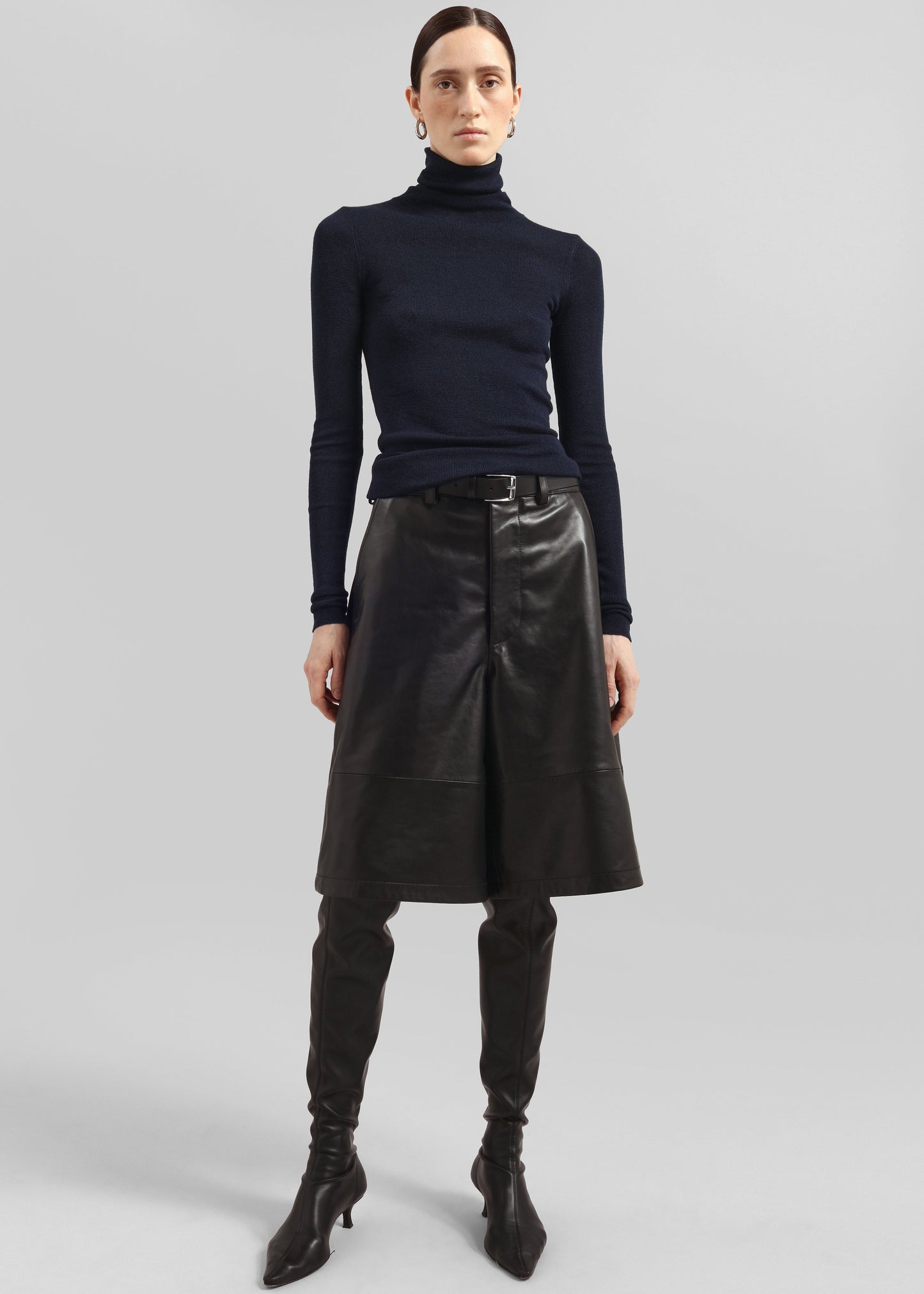 Olivia Leather Bermuda Shorts - Black