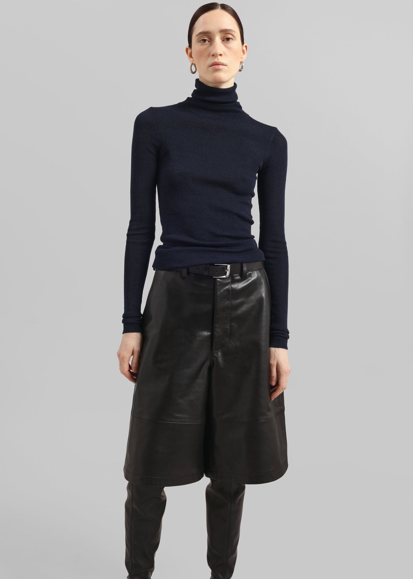 Olivia Leather Bermuda Shorts - Black