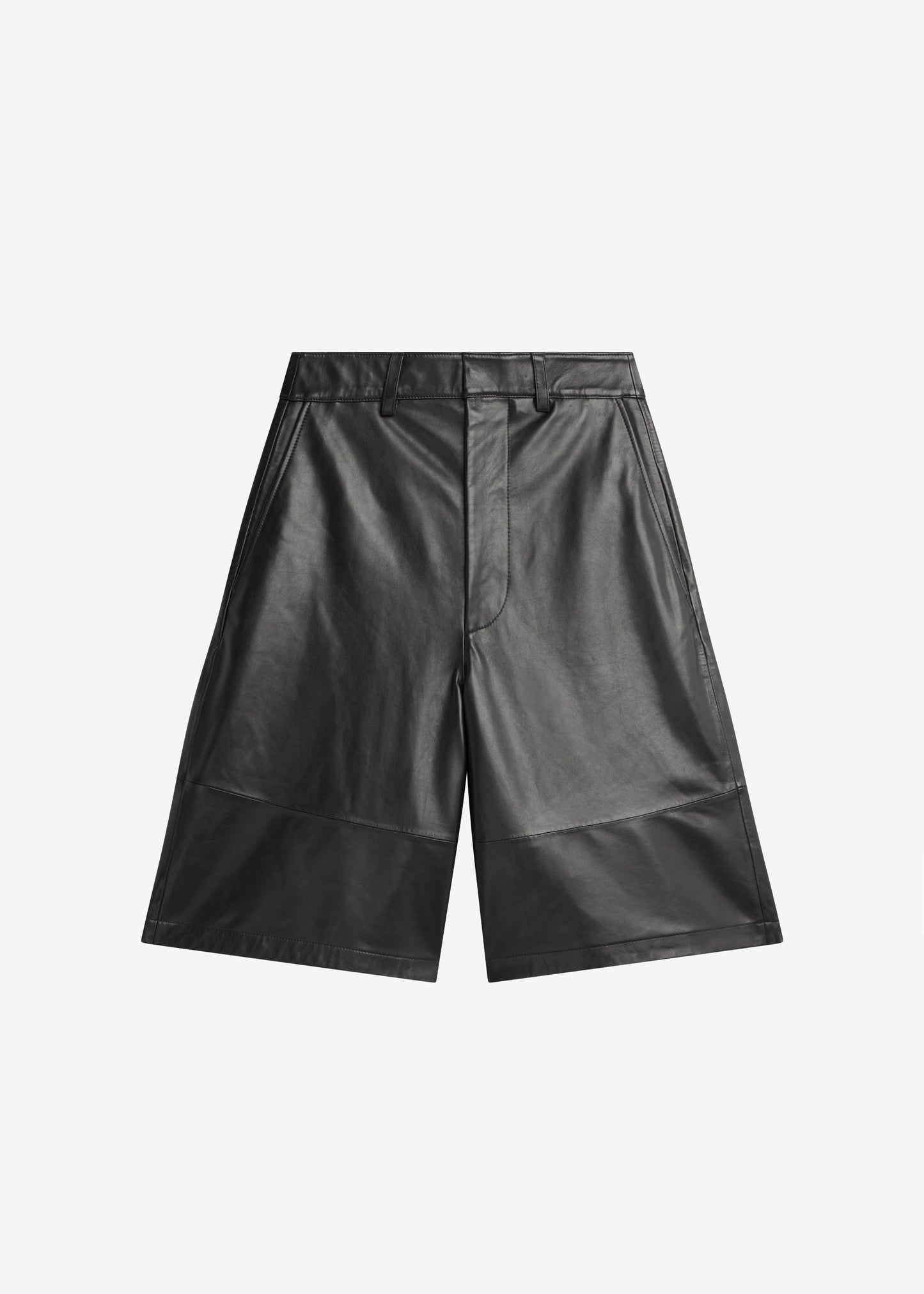 Olivia Leather Bermuda Shorts - Black