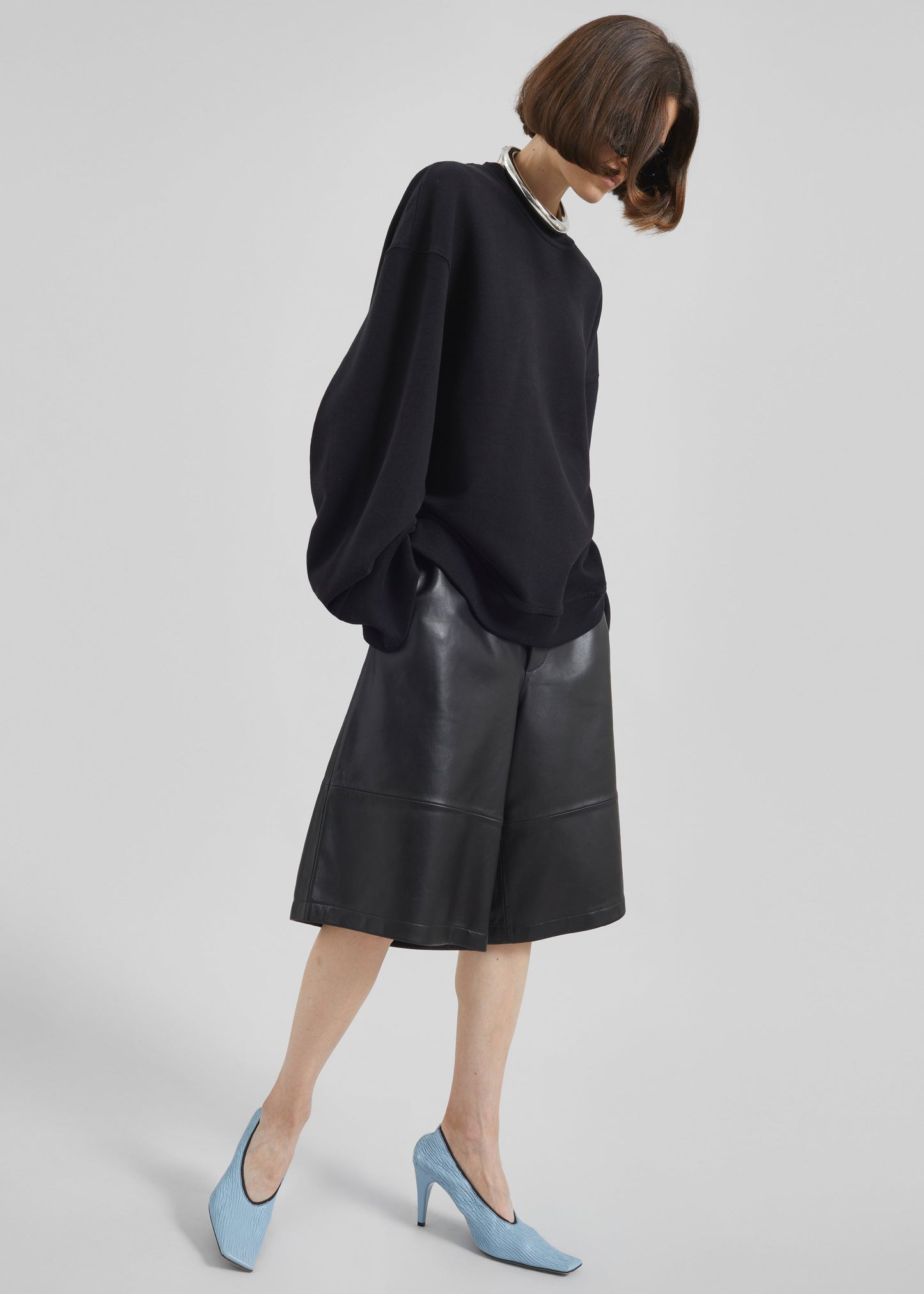 Olivia Leather Bermuda Shorts - Black