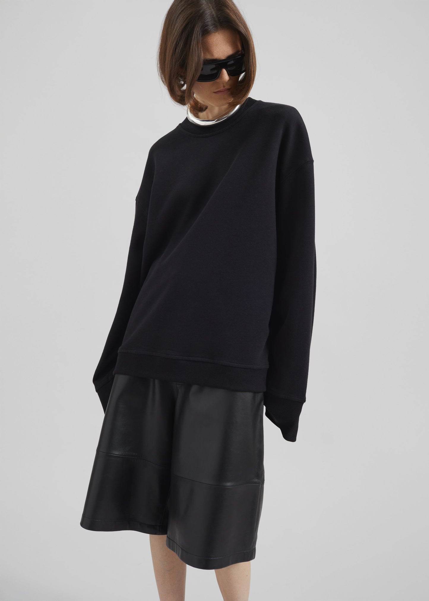 Olivia Leather Bermuda Shorts - Black