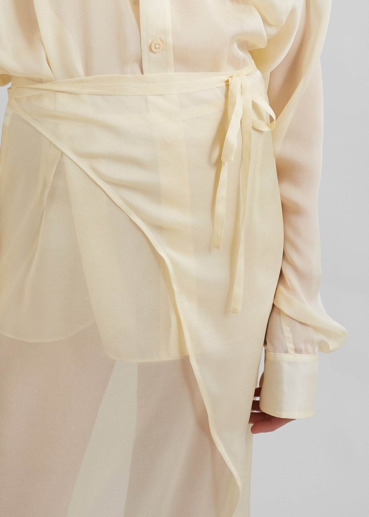 Oria Sheer Silk Chiffon Wrap Skirt - Pale Yellow