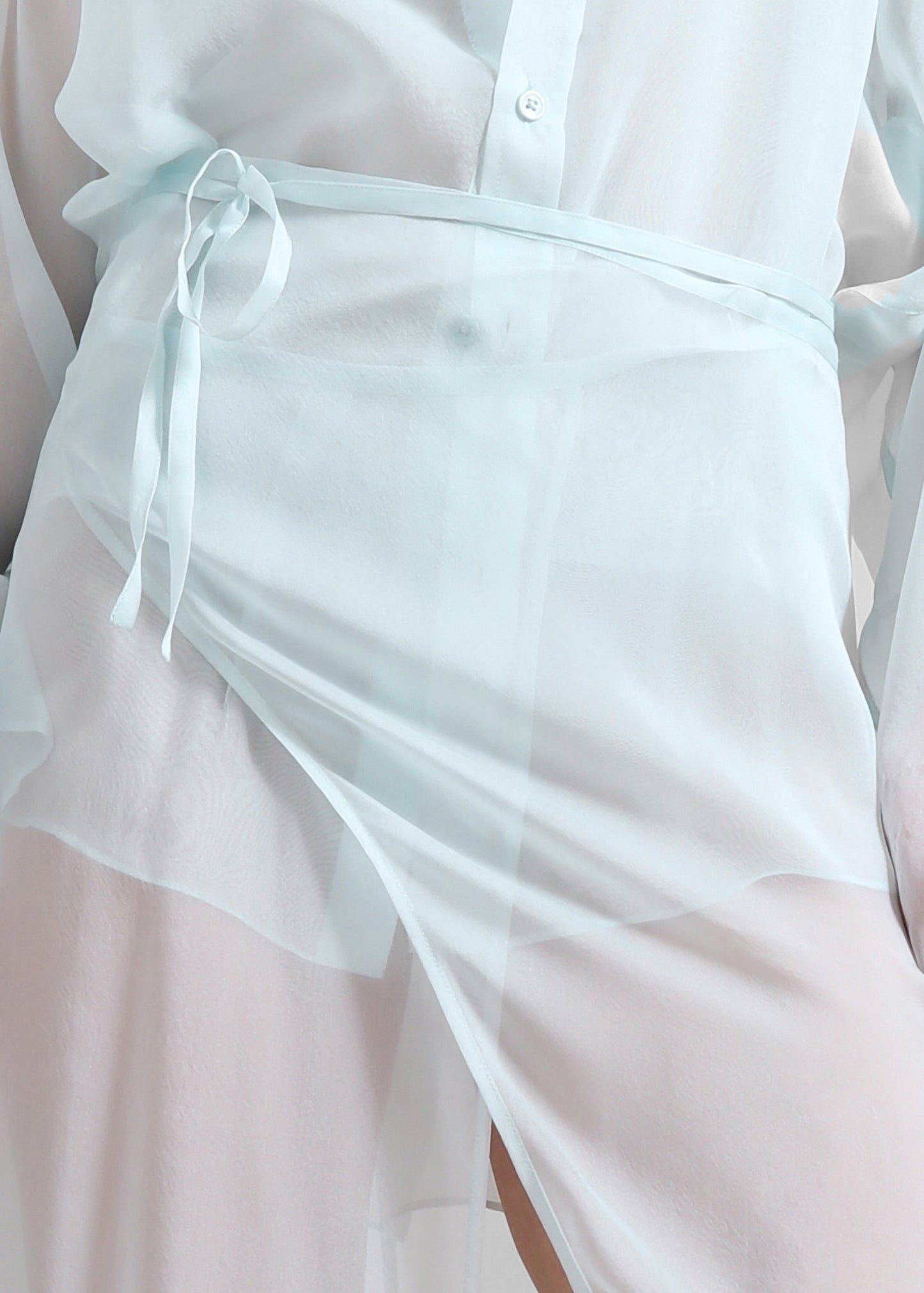 Oria Sheer Silk Chiffon Wrap Skirt - Pale Blue