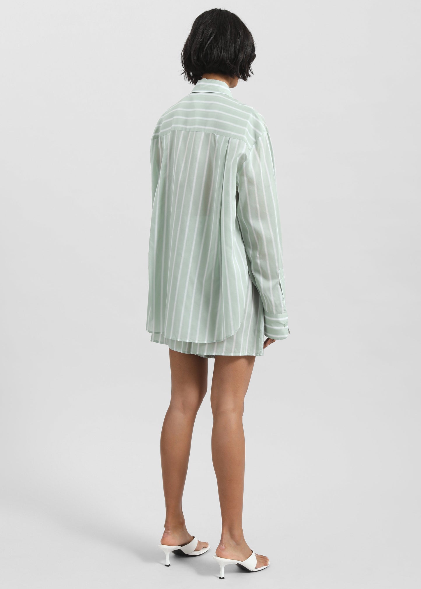 Lui Silk Boxer Shorts - Green Stripe
