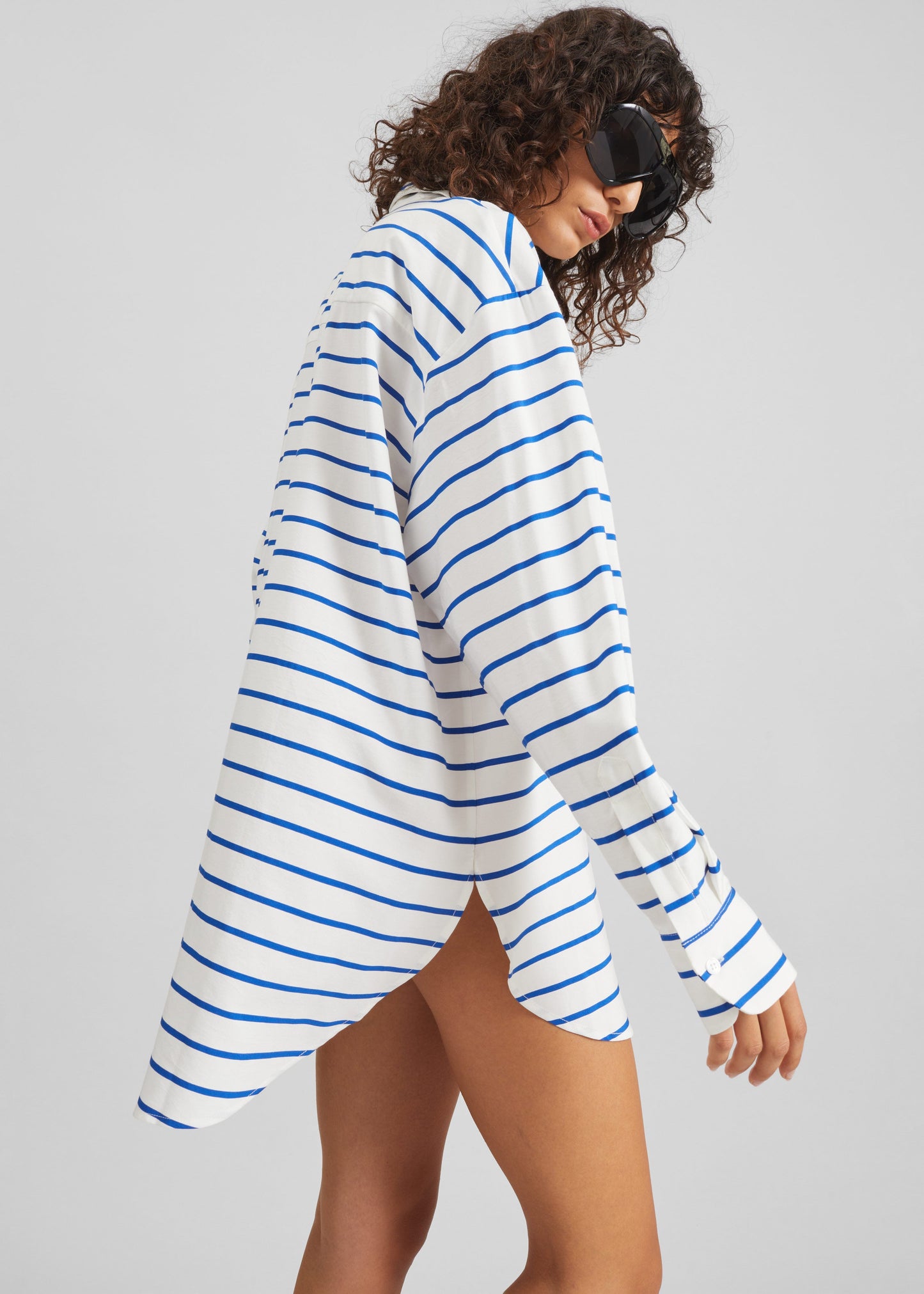 Picos Shirt Dress - White/Blue Stripe