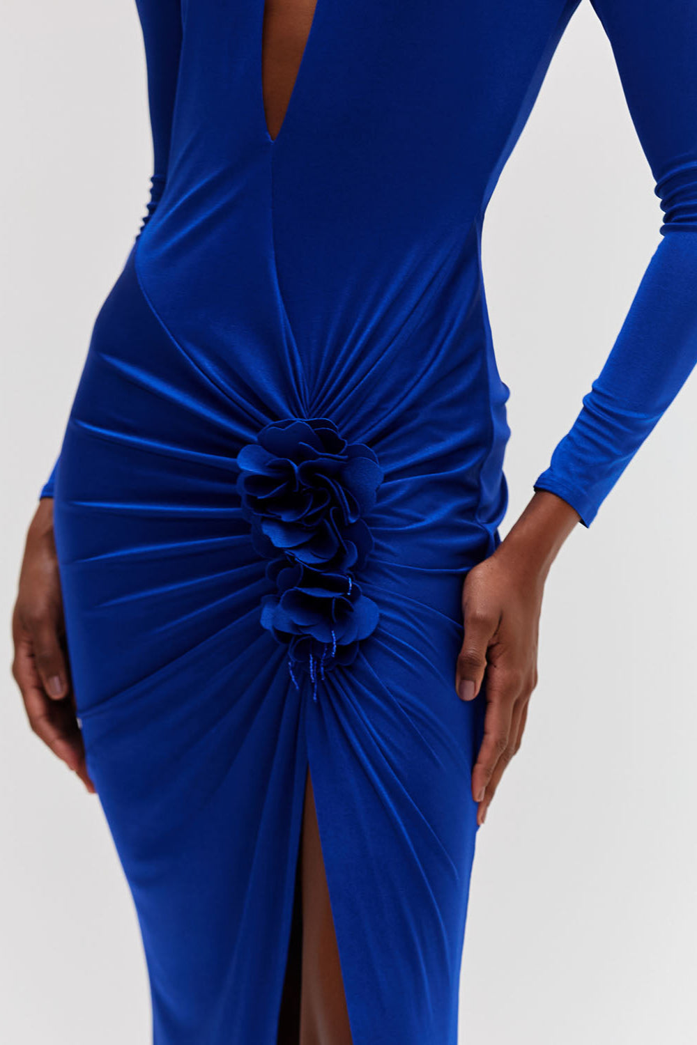 Metallic Jersey Keyhole Maxi Dress