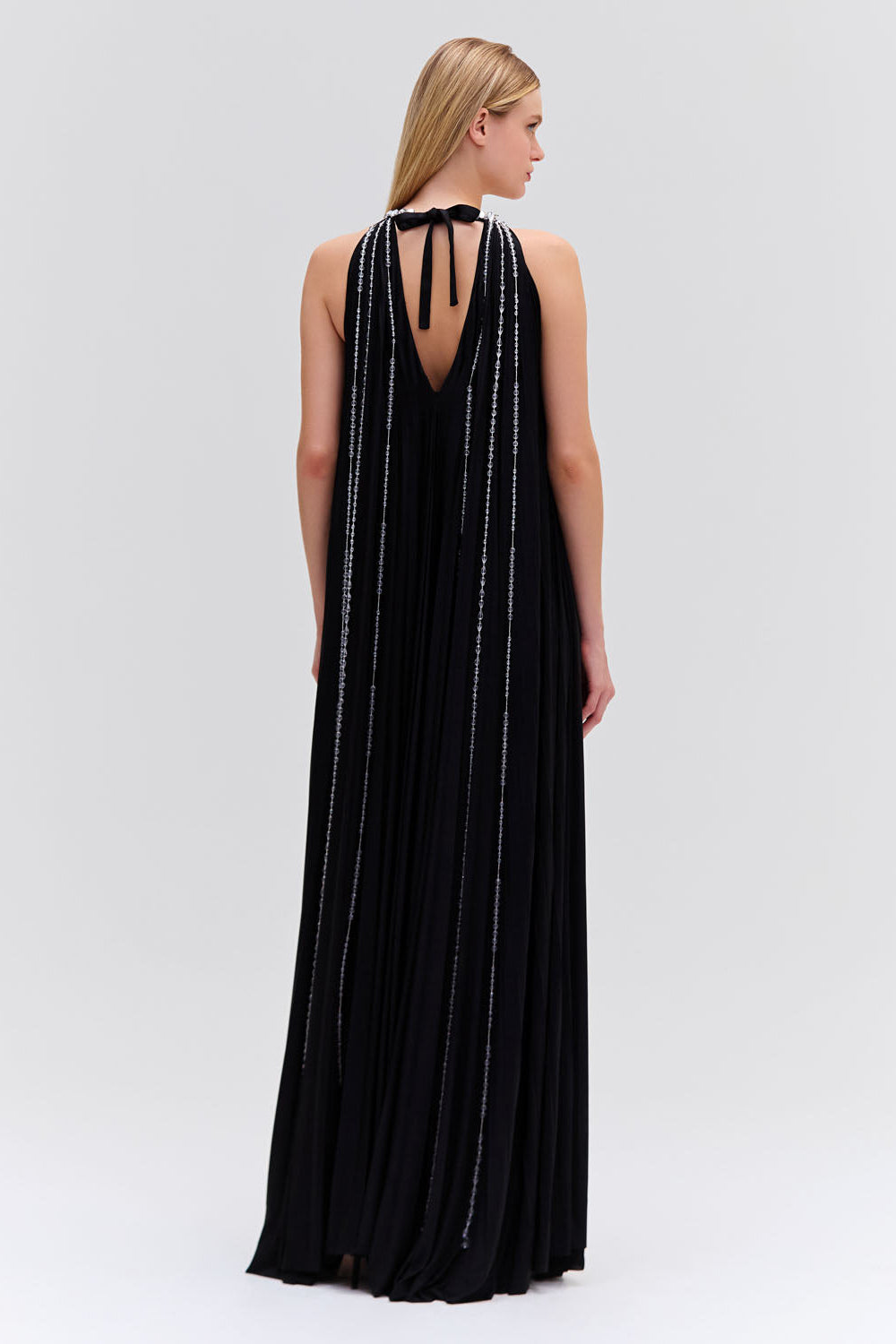 Moonlight Crystal Beaded Maxi Dress
