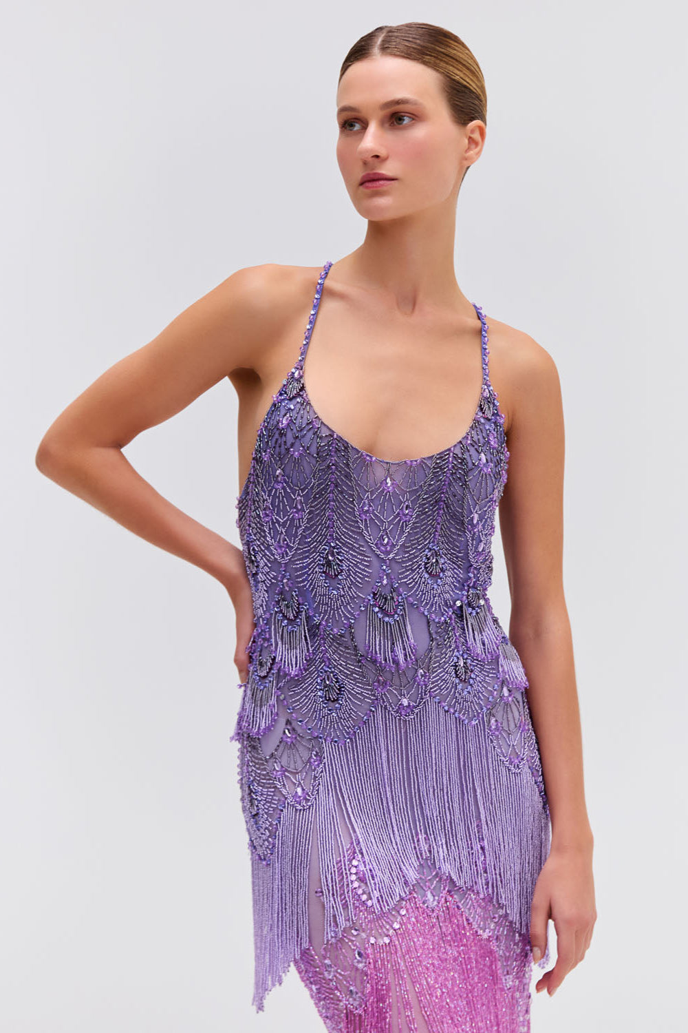 Hand-Beaded Ombre Gown