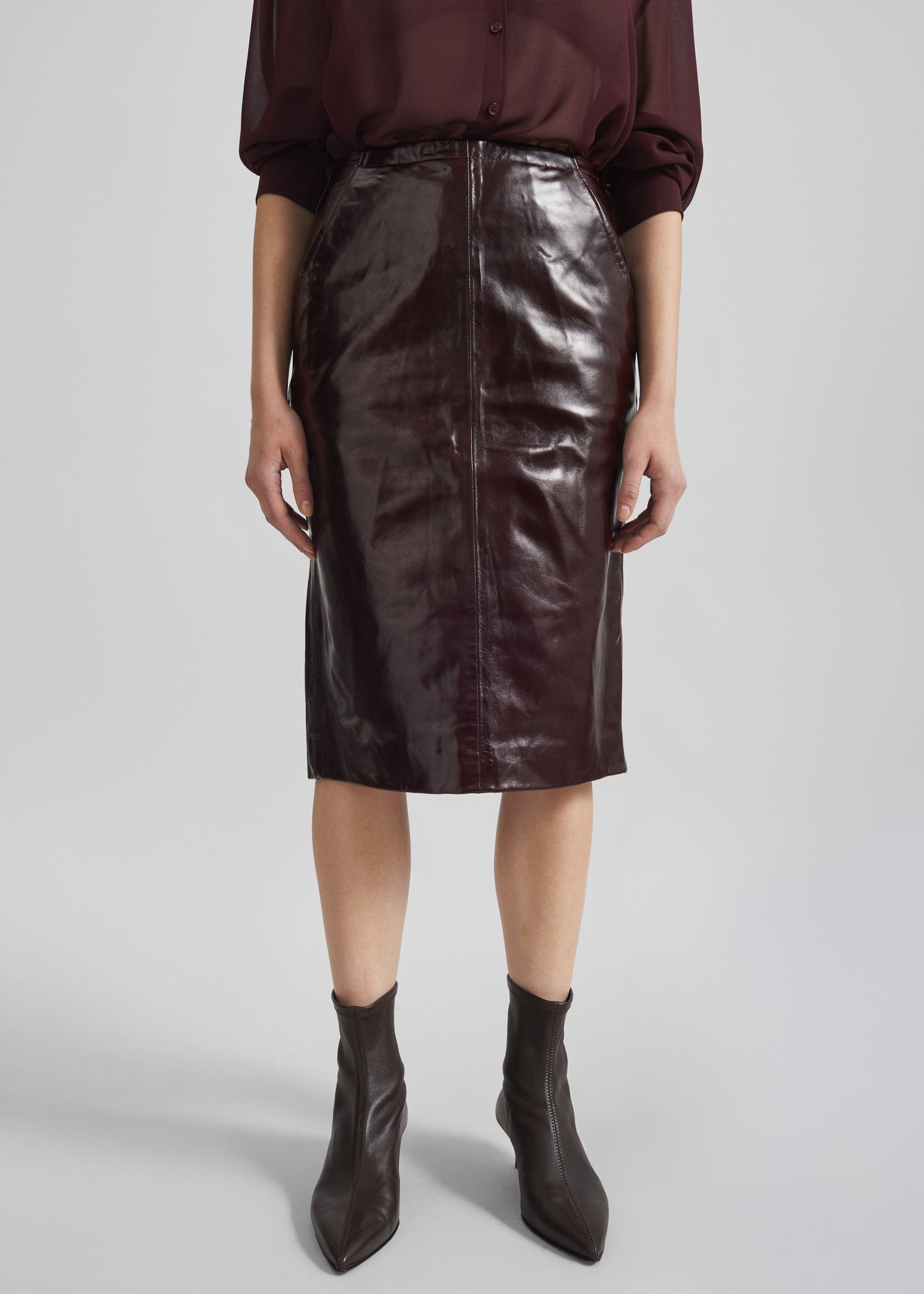 Remain Midi Leather Skirt - Zinfandel