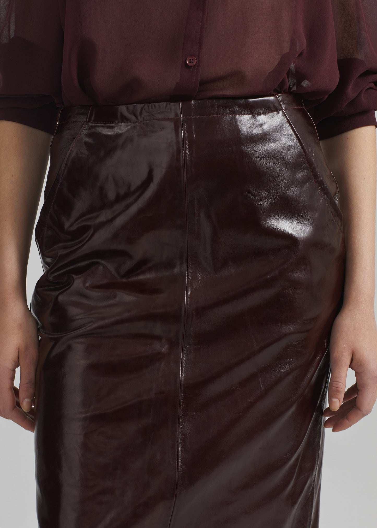 Remain Midi Leather Skirt - Zinfandel