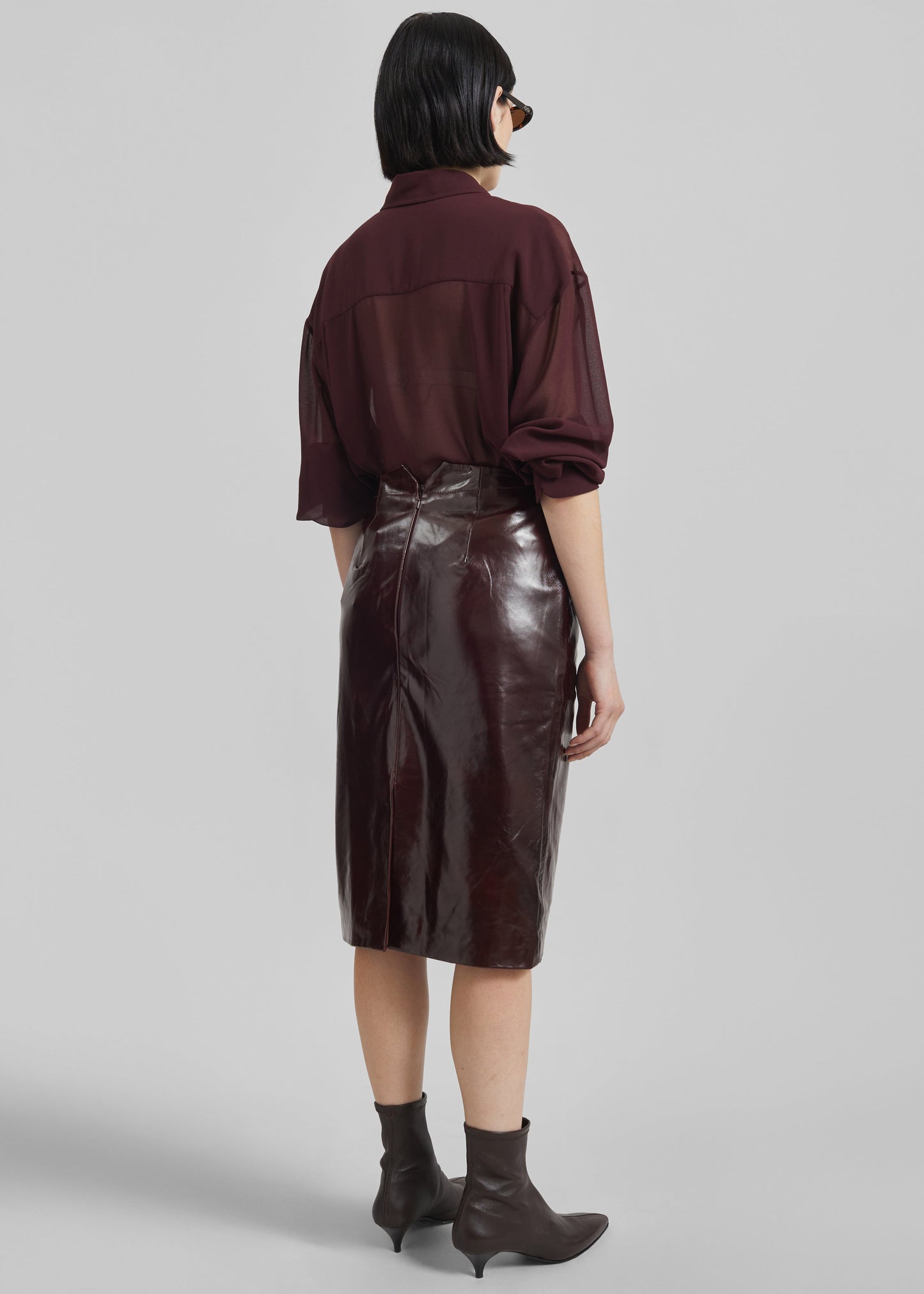 Remain Midi Leather Skirt - Zinfandel