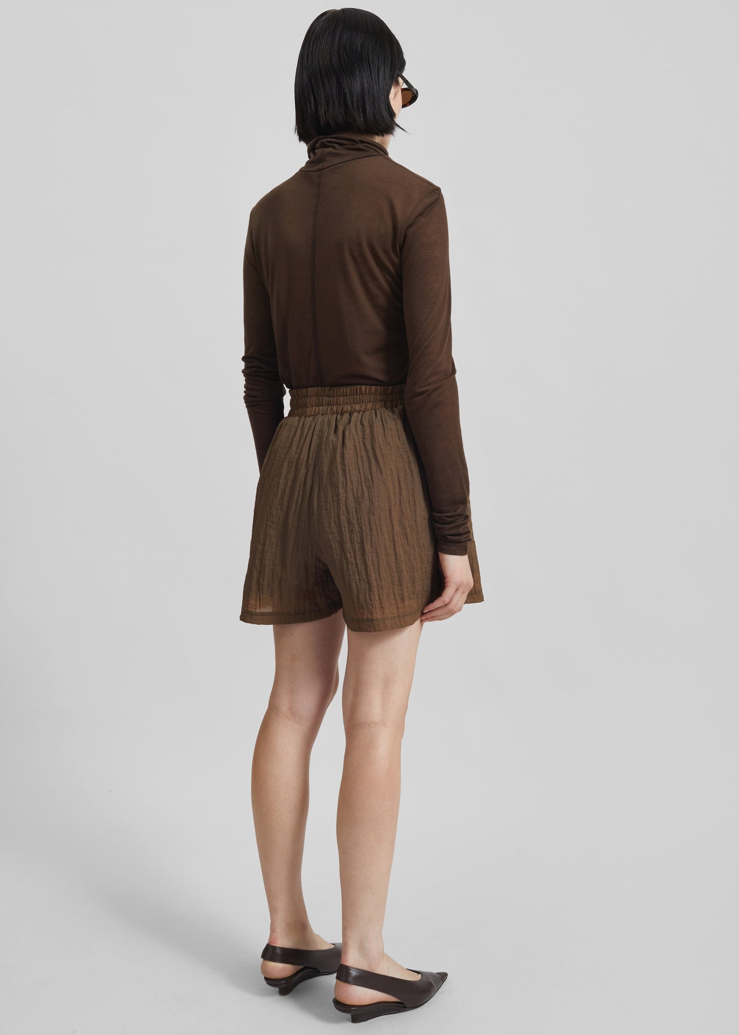 Rewa Sheer Shorts - Brown
