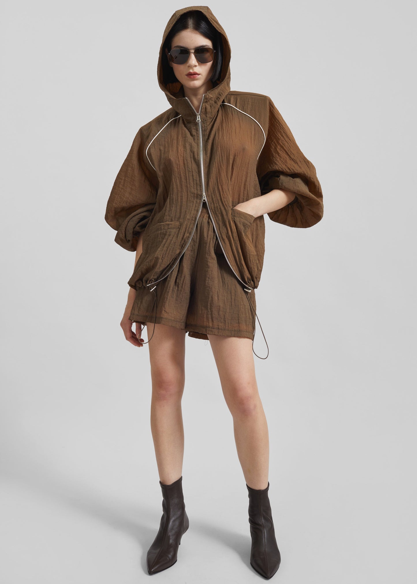 Rewa Sheer Shorts - Brown