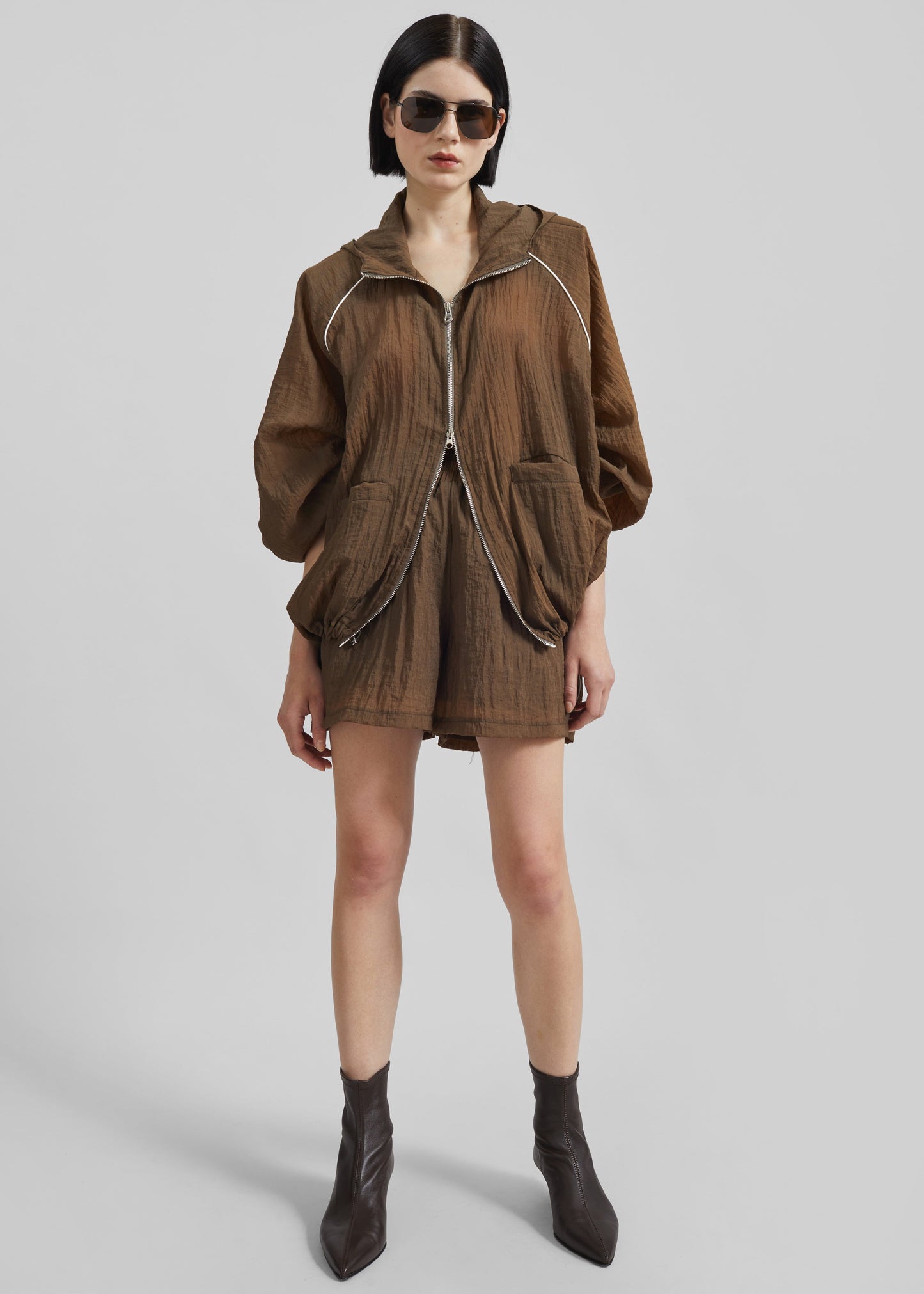 Rewa Sheer Shorts - Brown