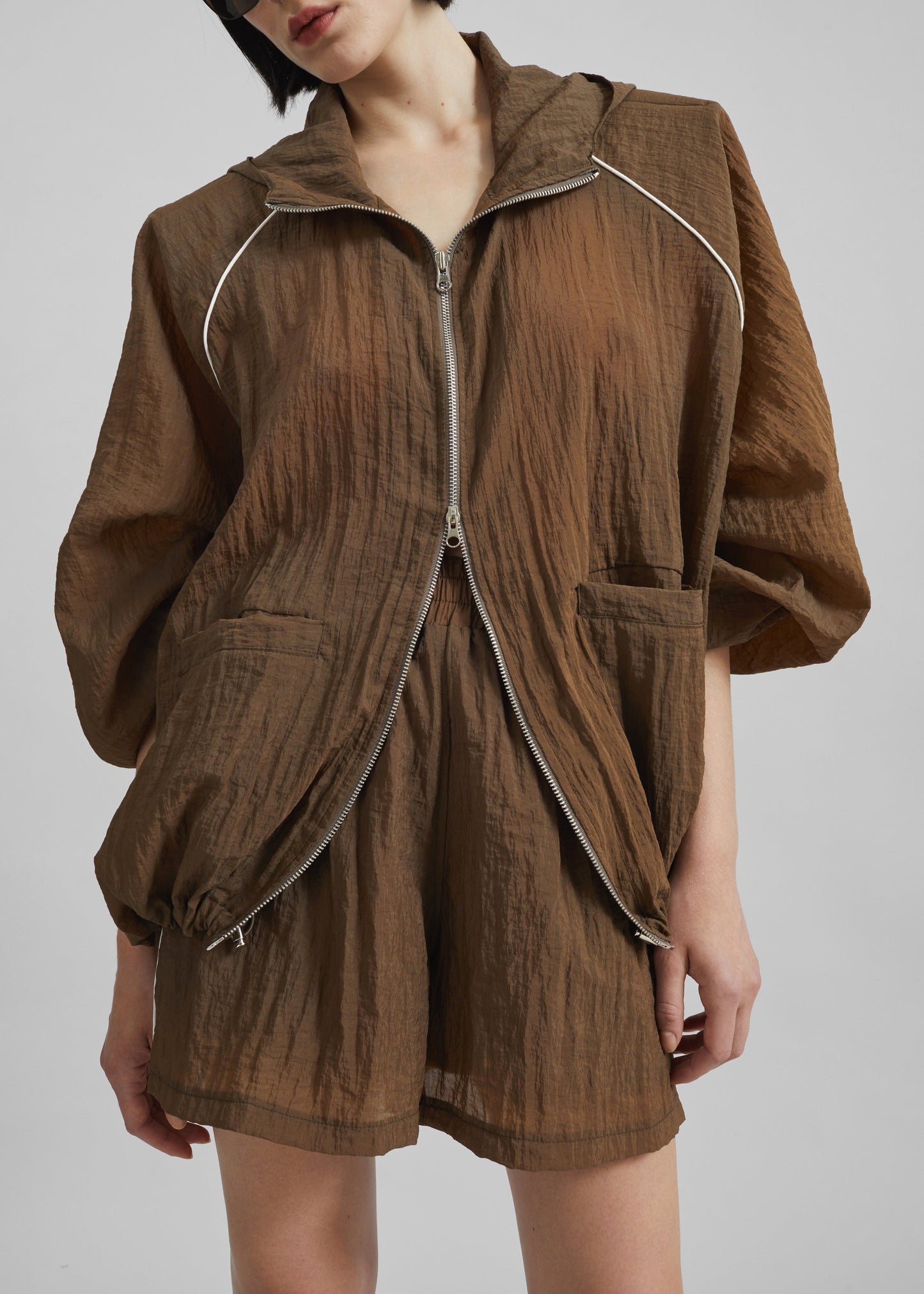 Rewa Sheer Shorts - Brown