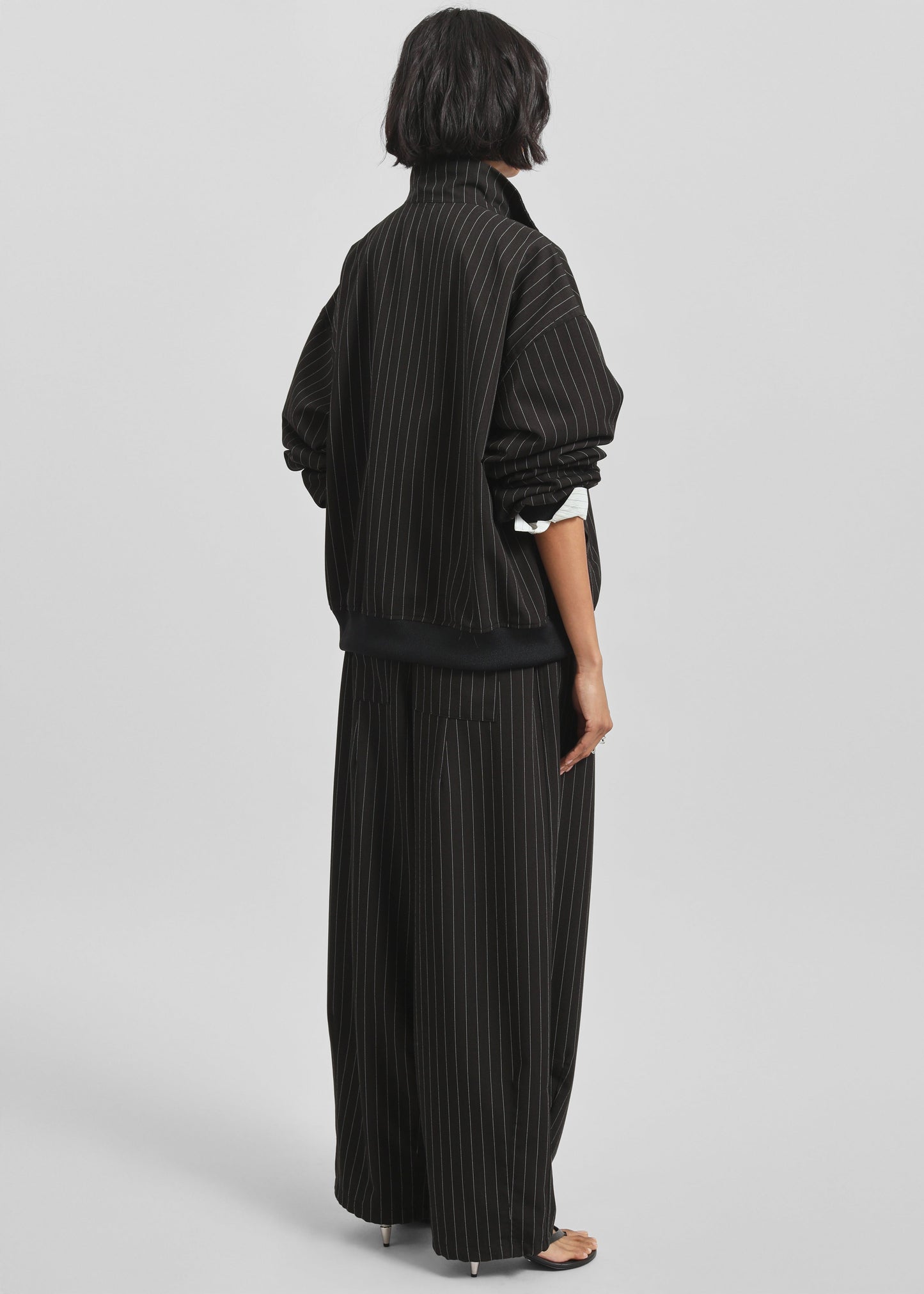 Rilton Drawstring Pants - Black/White Pinstripe